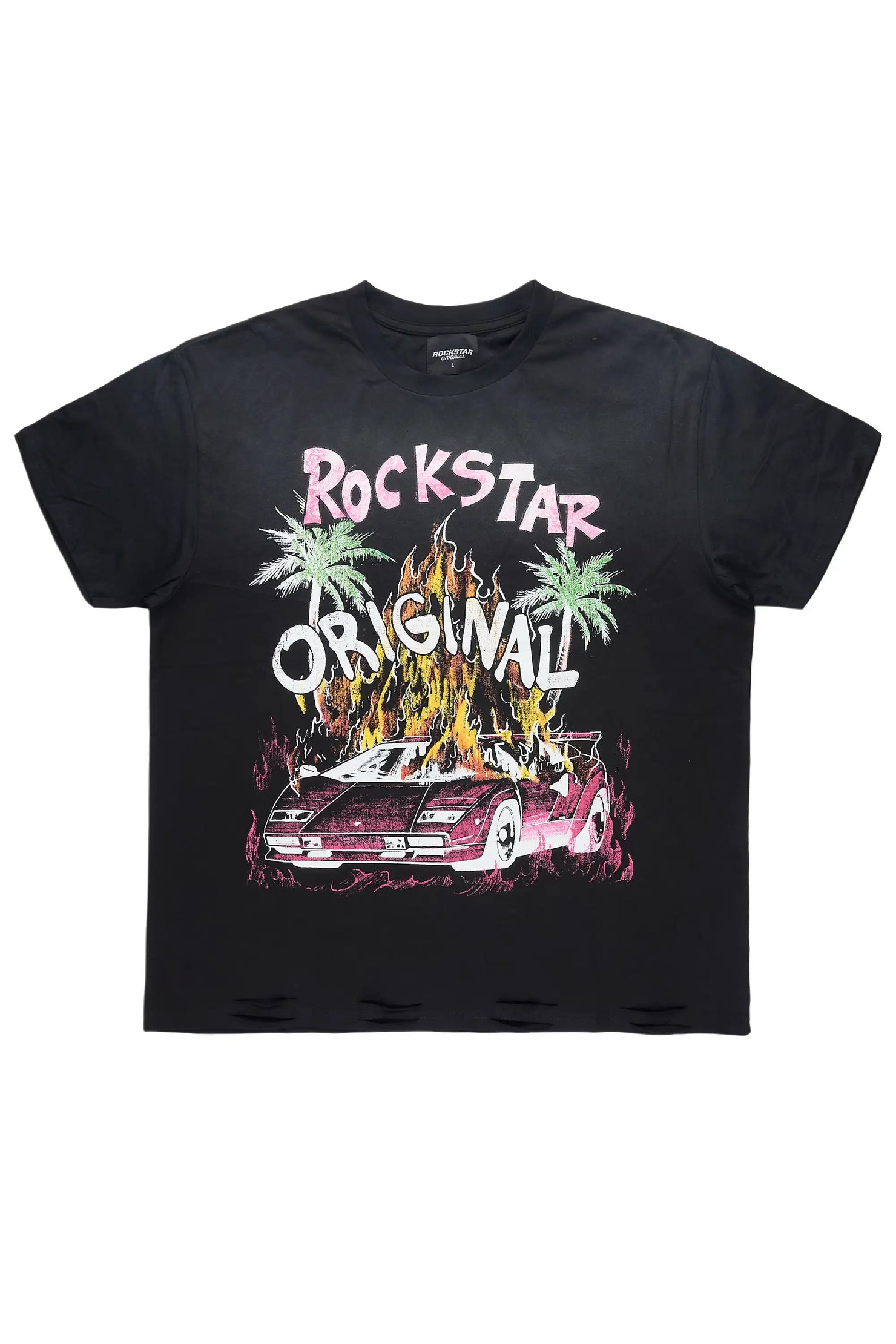 Axrian Black Oversized Graphic T-Shirt