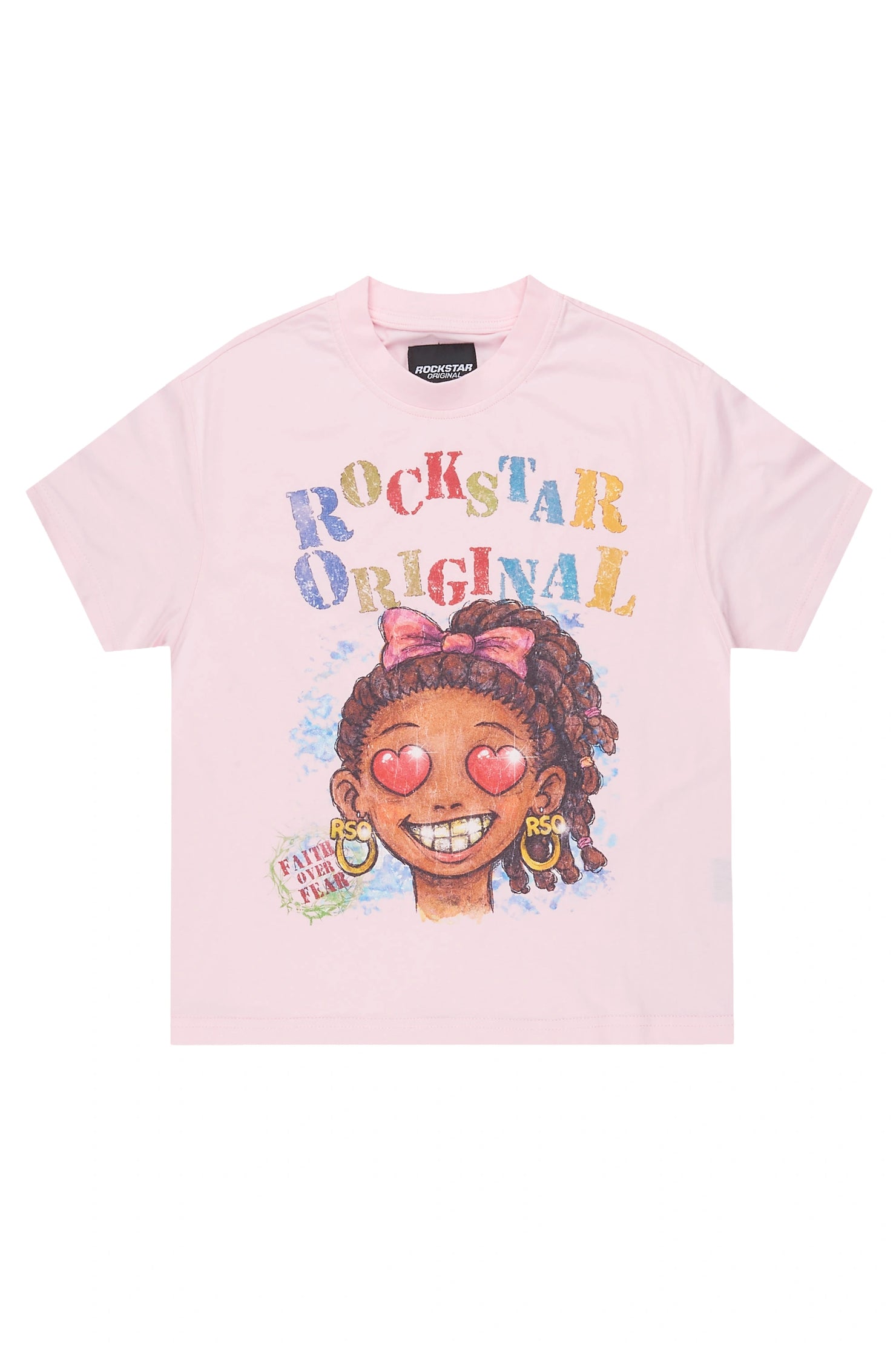 Girls Jaggy Light Pink Graphic T-Shirt