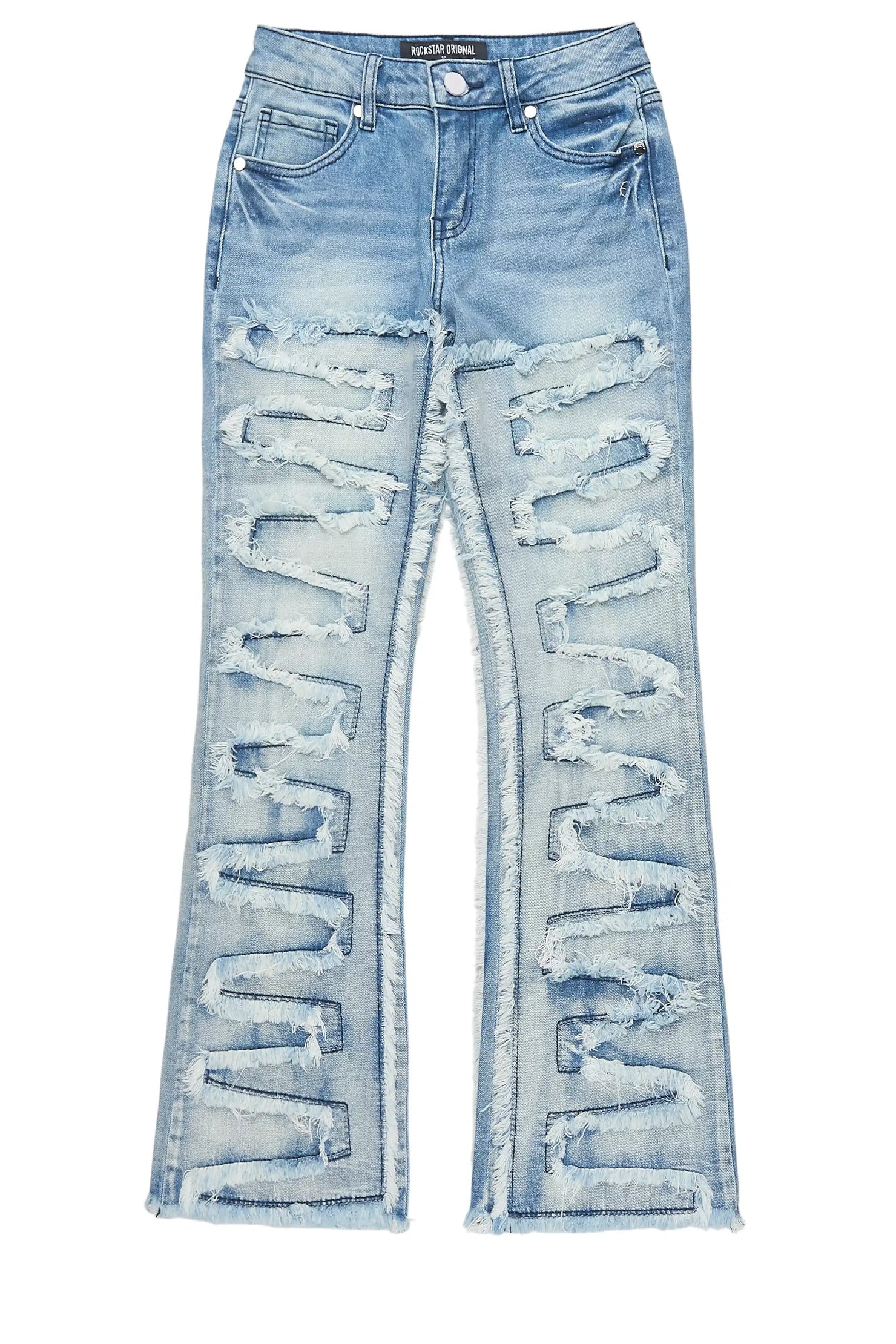 Girls Zariyah Medium Wash Stacked Flare Jean