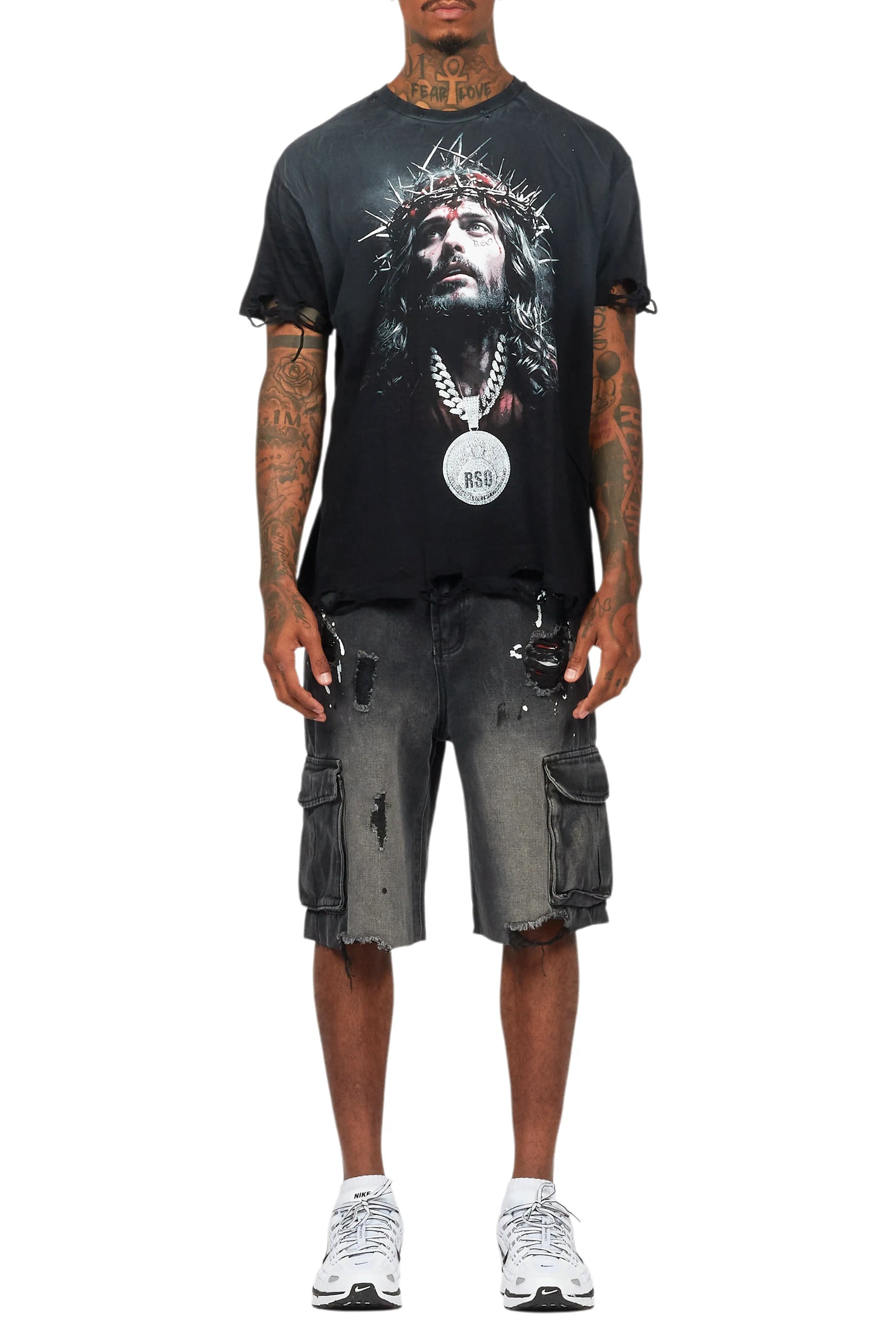 Amina Black T-Shirt/Denim Short Set