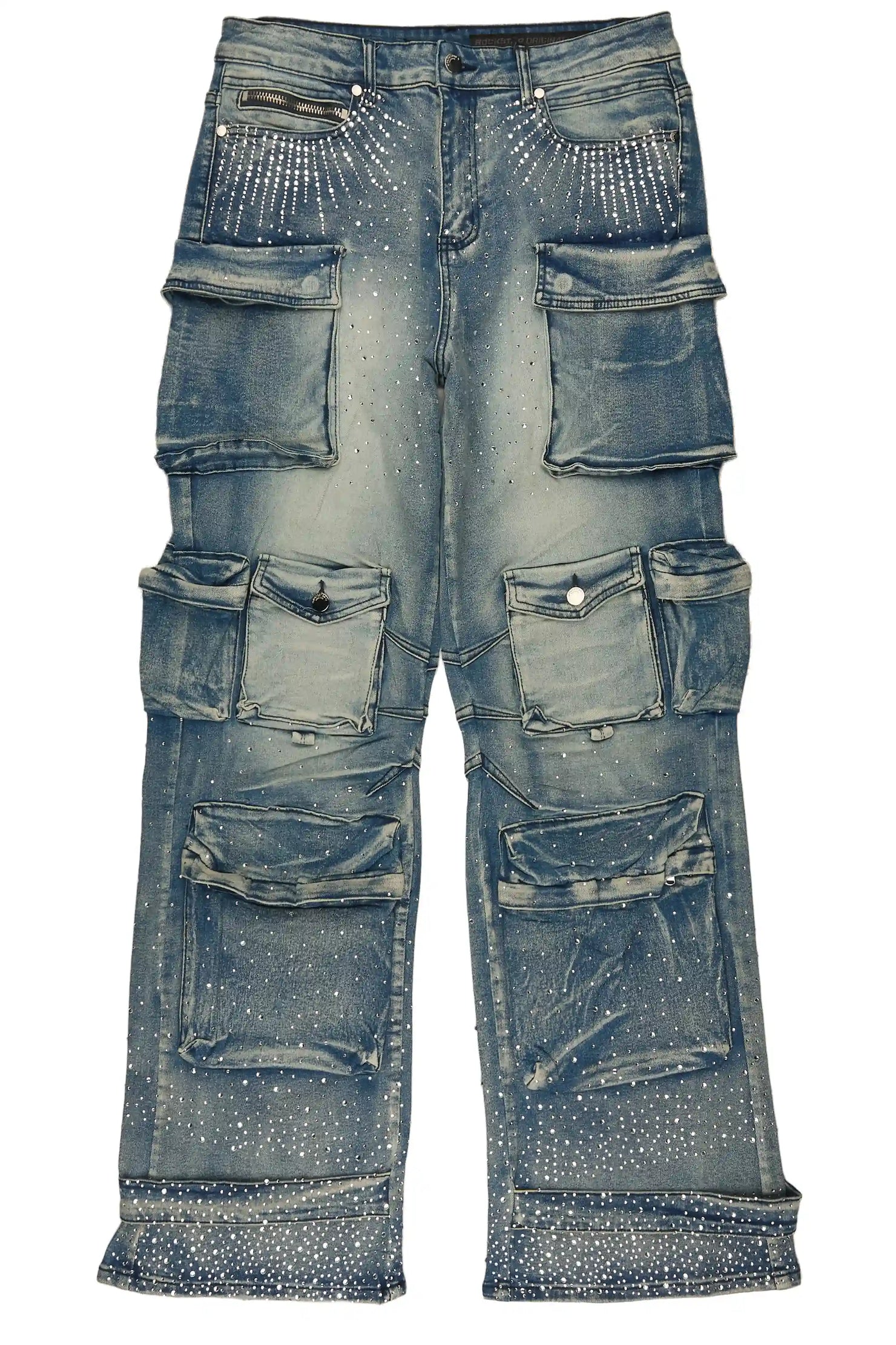 Keoni Light Blue Rhinestone Baggy Fit Jean
