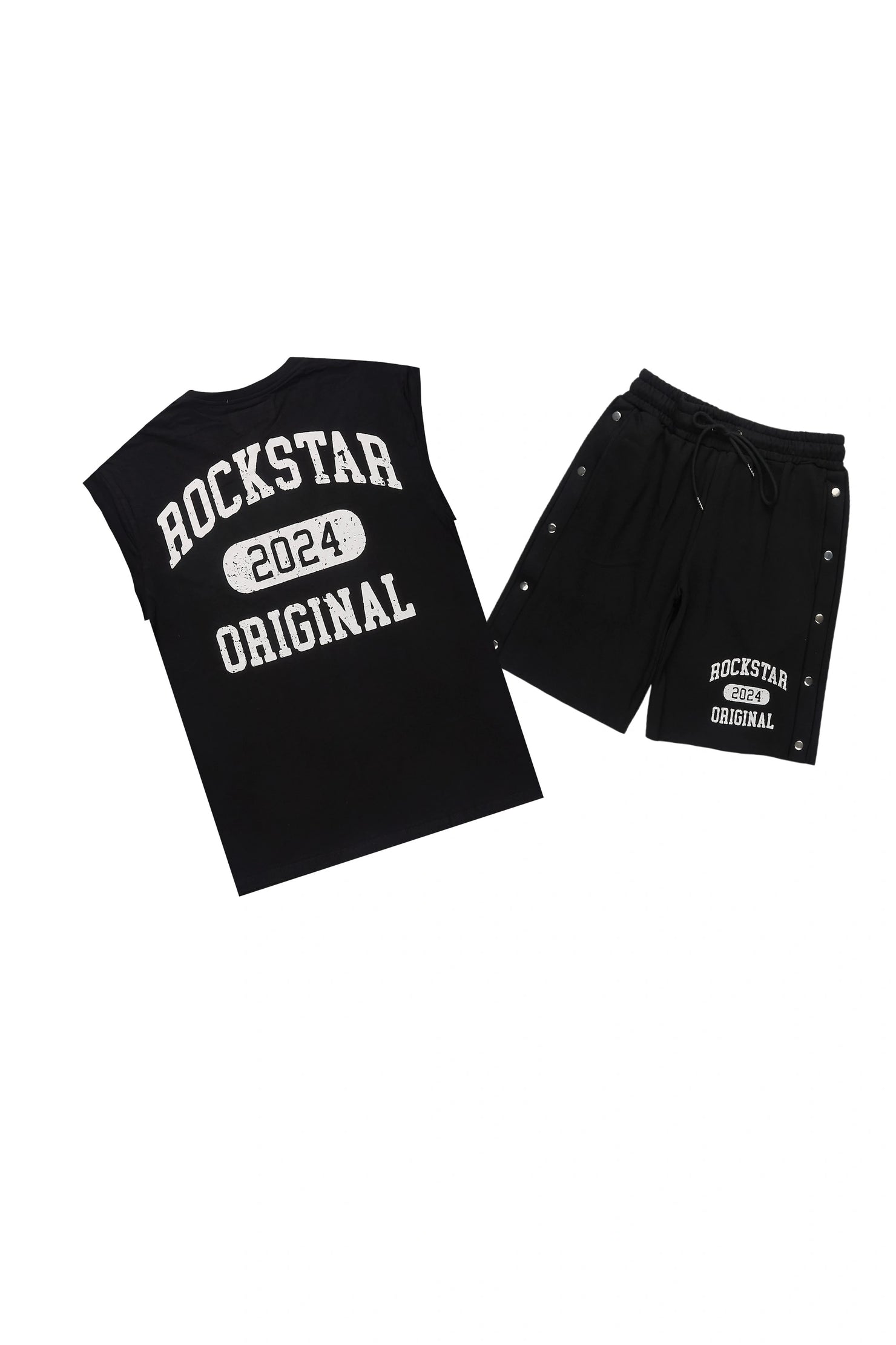 Lex Black Cut Sleeve T-Shirt/Short Set