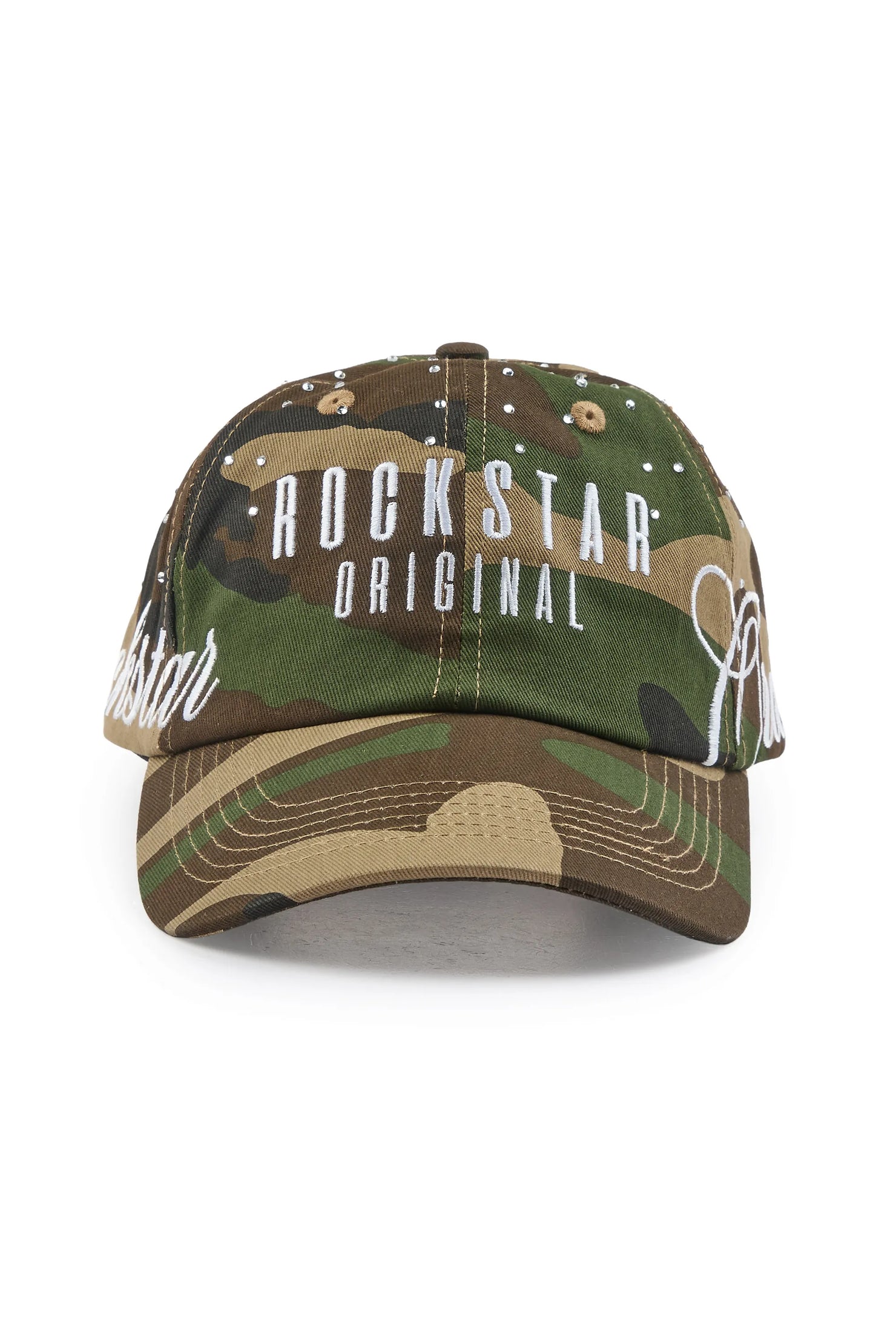 Estana Camo Rhinestone Trucker Hat