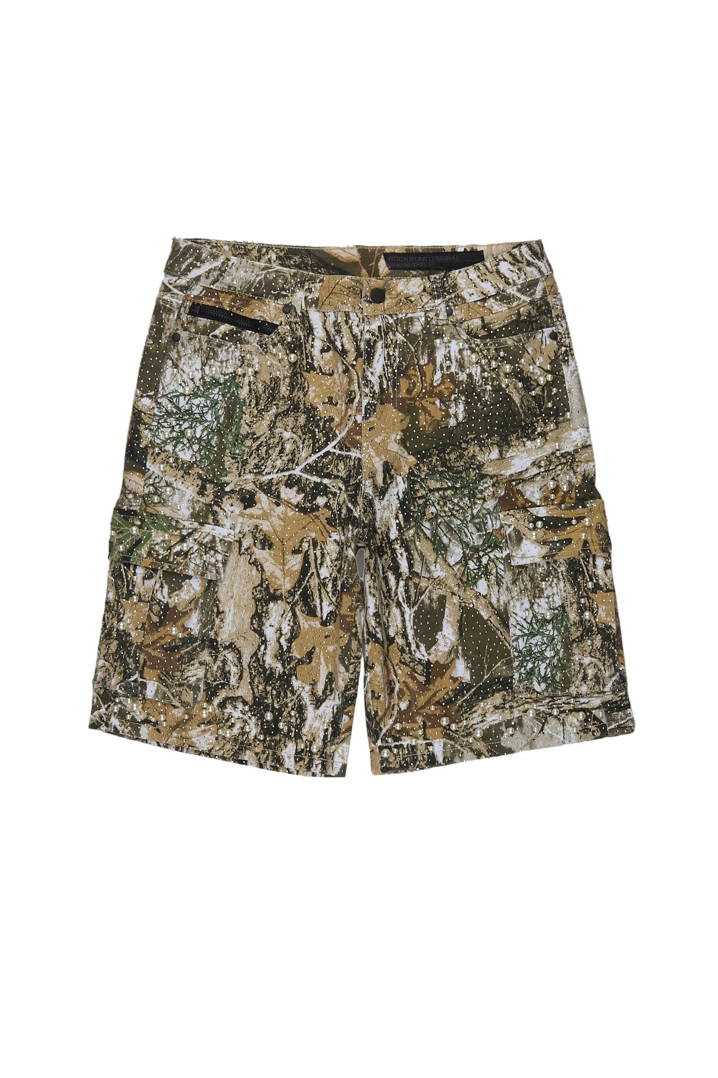 Sevyn Tree Camo Rhinestone Denim Short