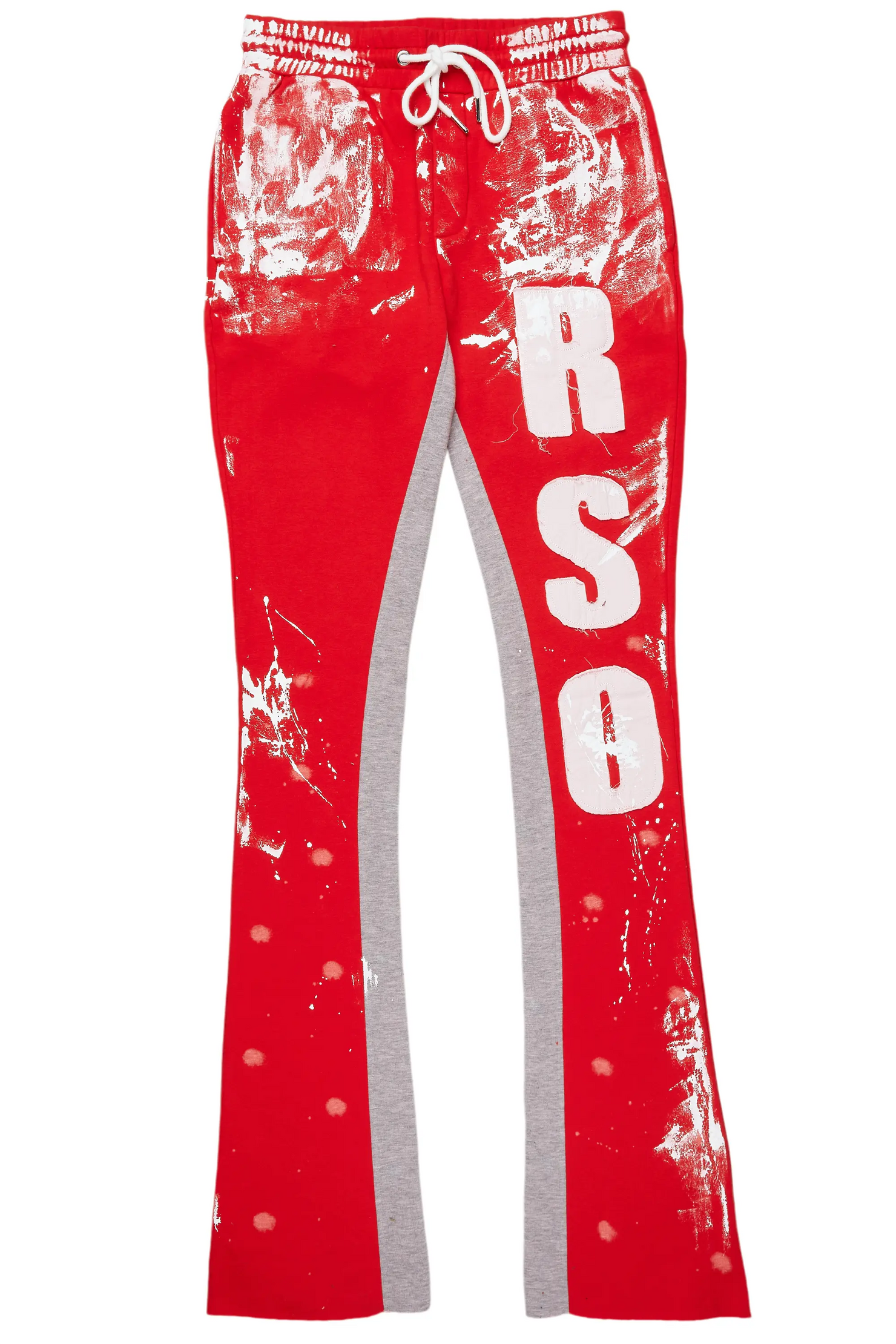 Vassar Red Patchwork Stacked Flare Track Pant