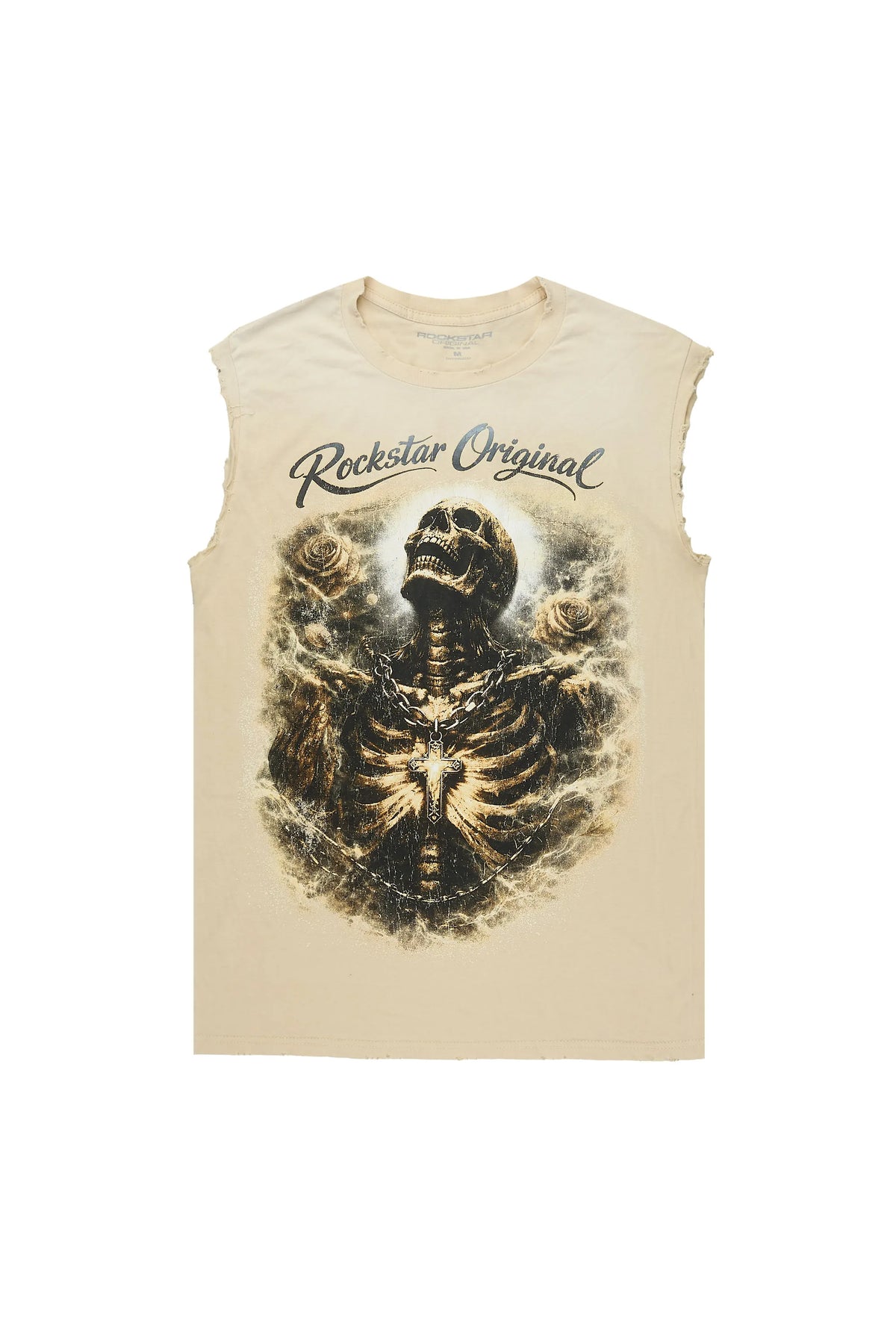 Dado Beige Oversized Cut Off T-Shirt