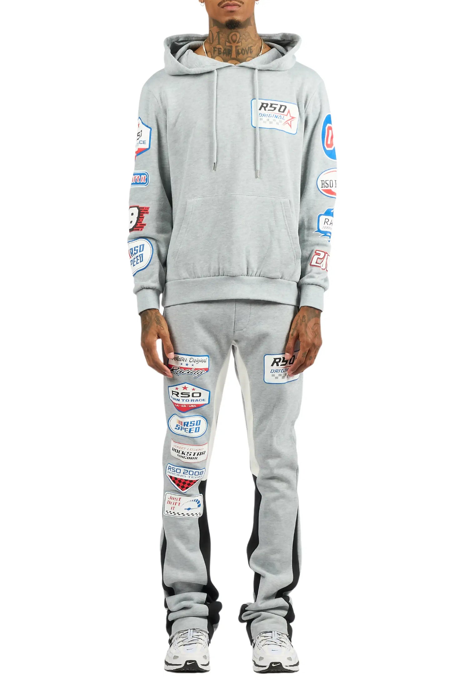 Komanda Heather Grey/Multi Hoodie/Stacked Flare Track Set
