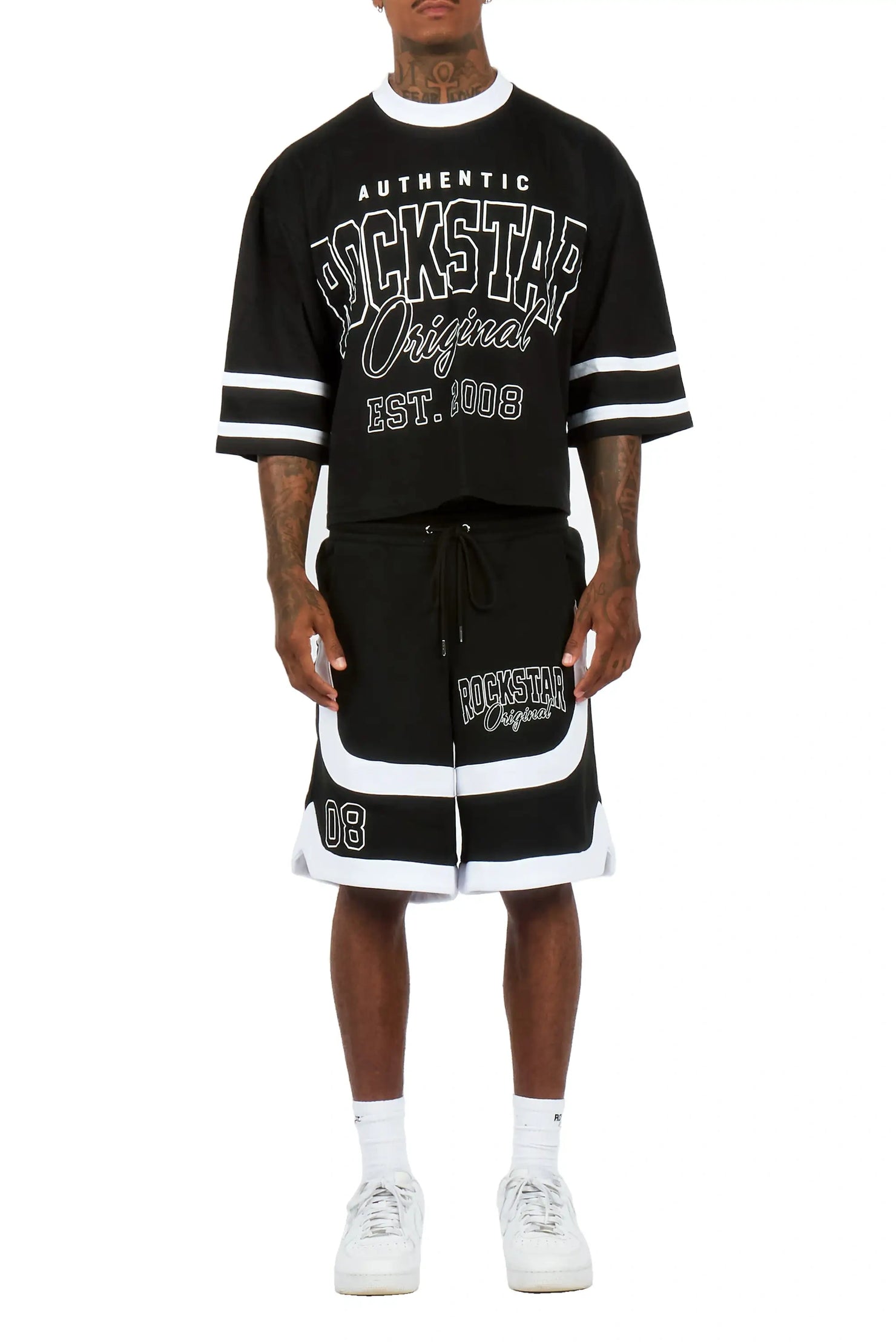 Redford Black T-Shirt/Double Waisted Short Set