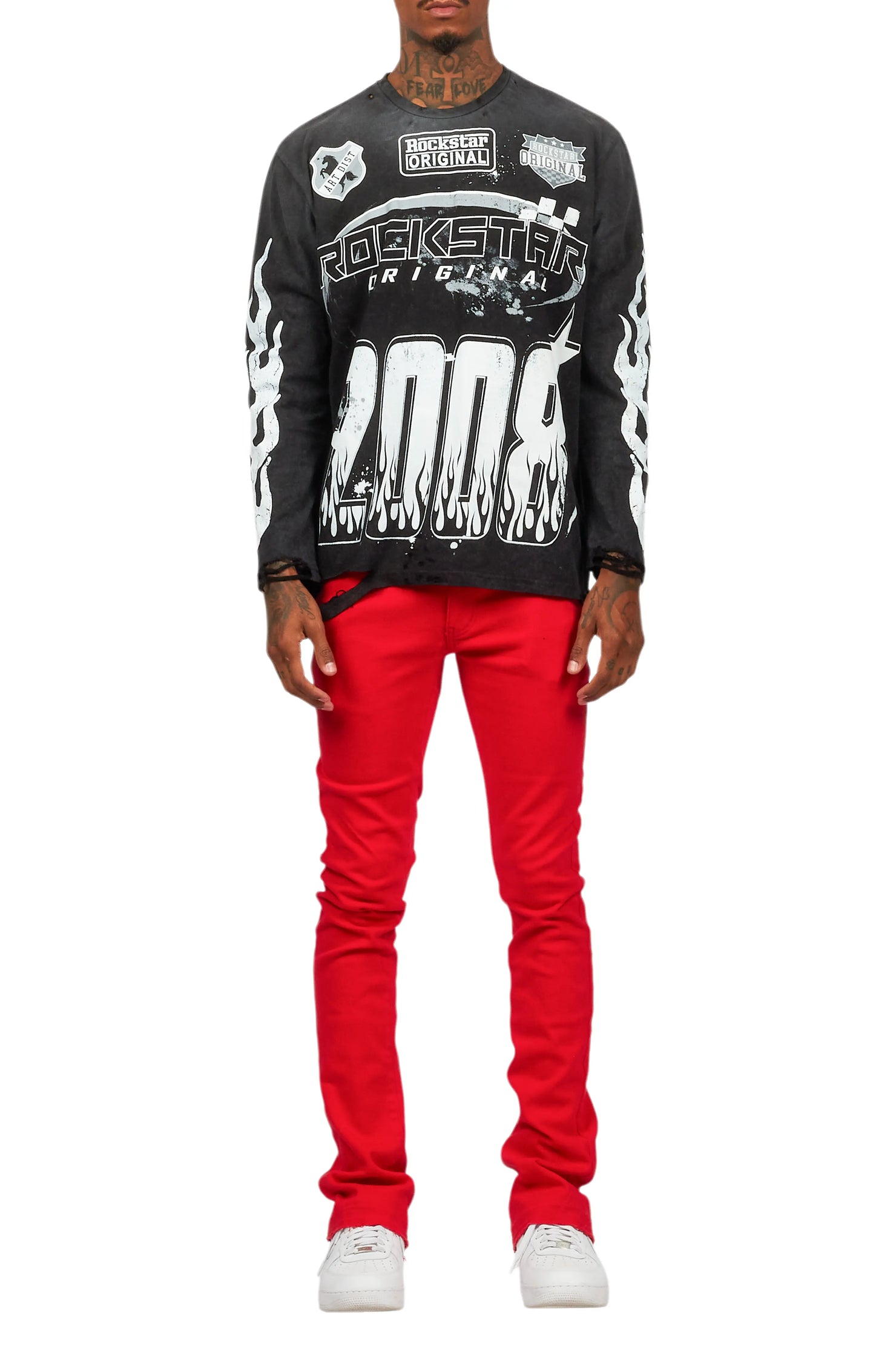 Dag Red Stacked Flare Jean