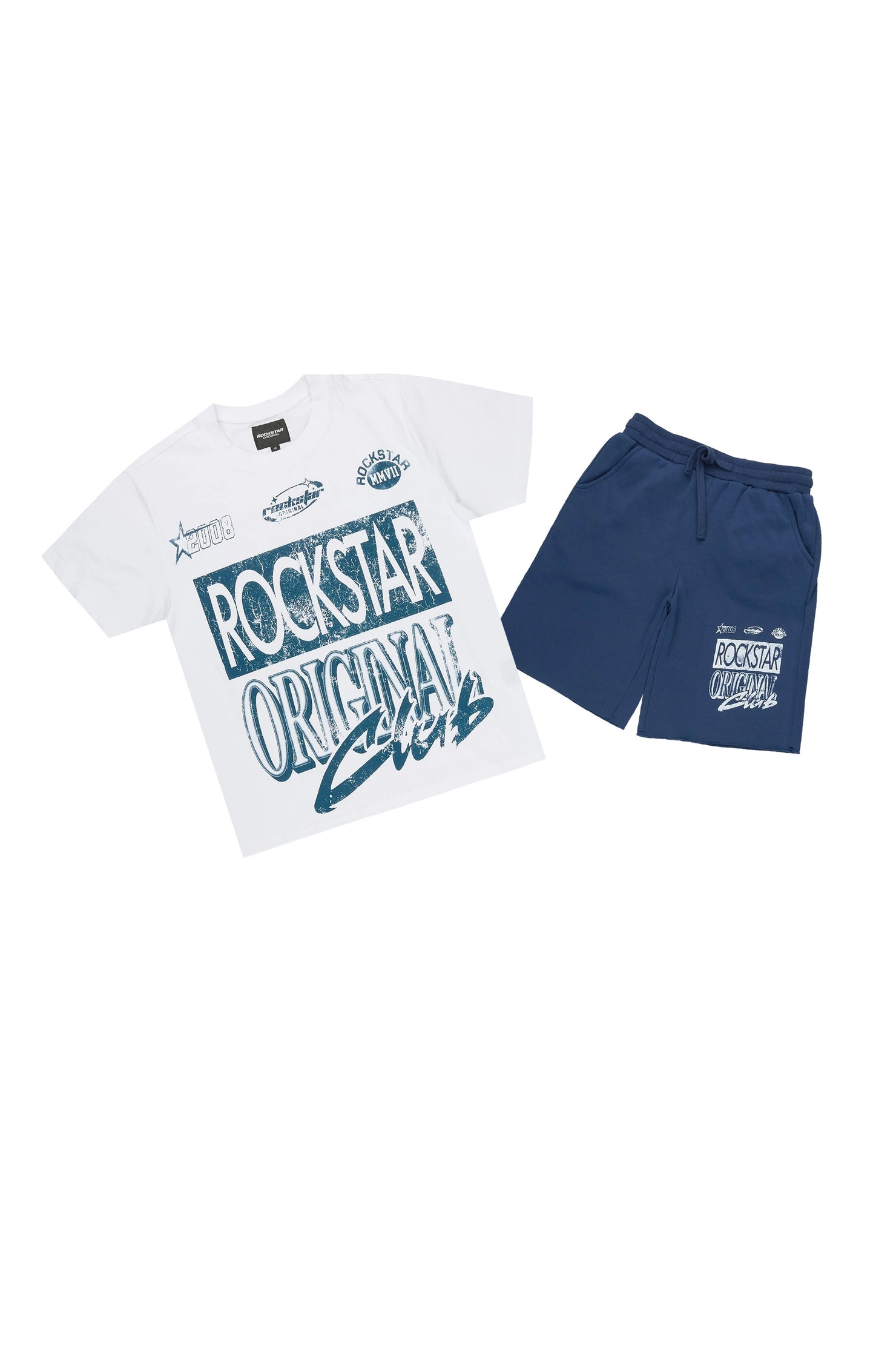 Boys Rylok White/Navy T-Shirt Short Set