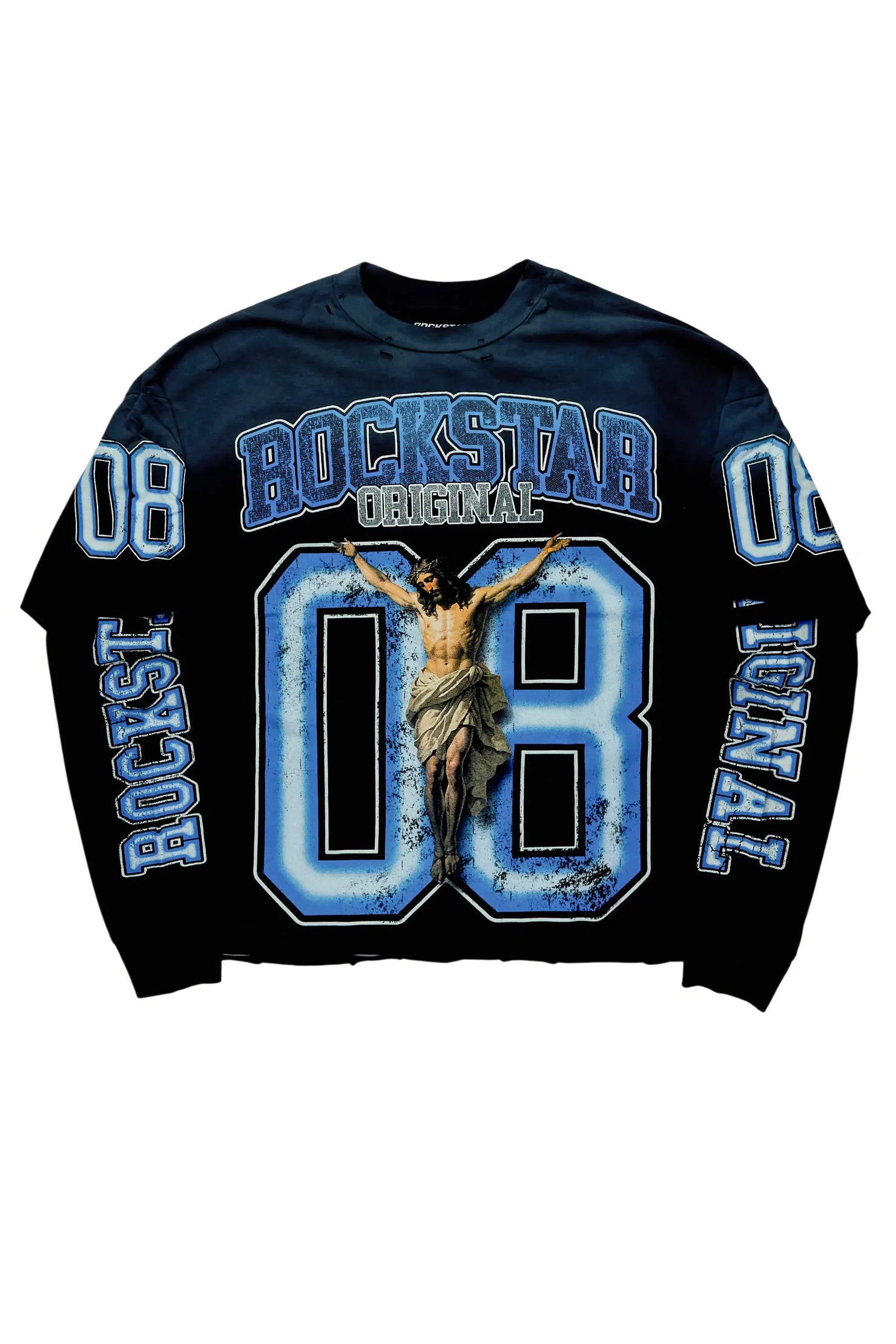 Fields Black/Blue Double Layer Long Sleeve Graphic T-Shirt