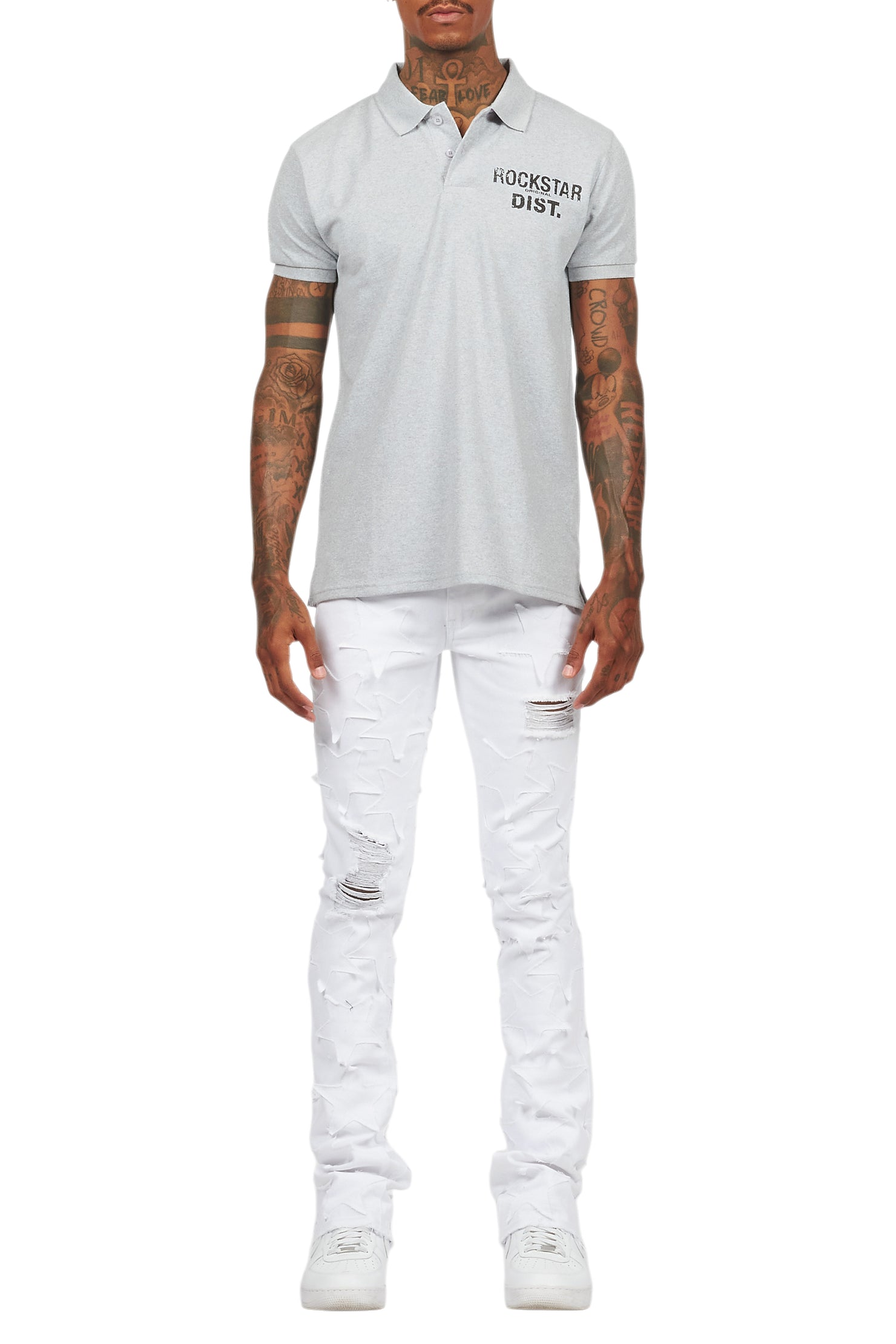 Flynn Heather Grey/Black Polo Shirt