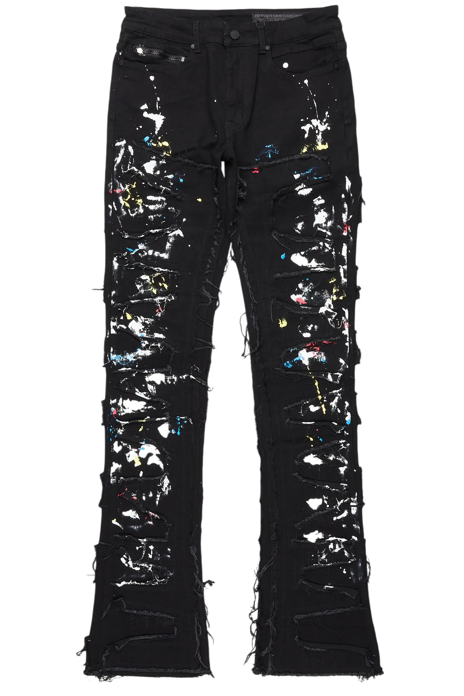 Shaddie Black Painter Stacked Flare Jean