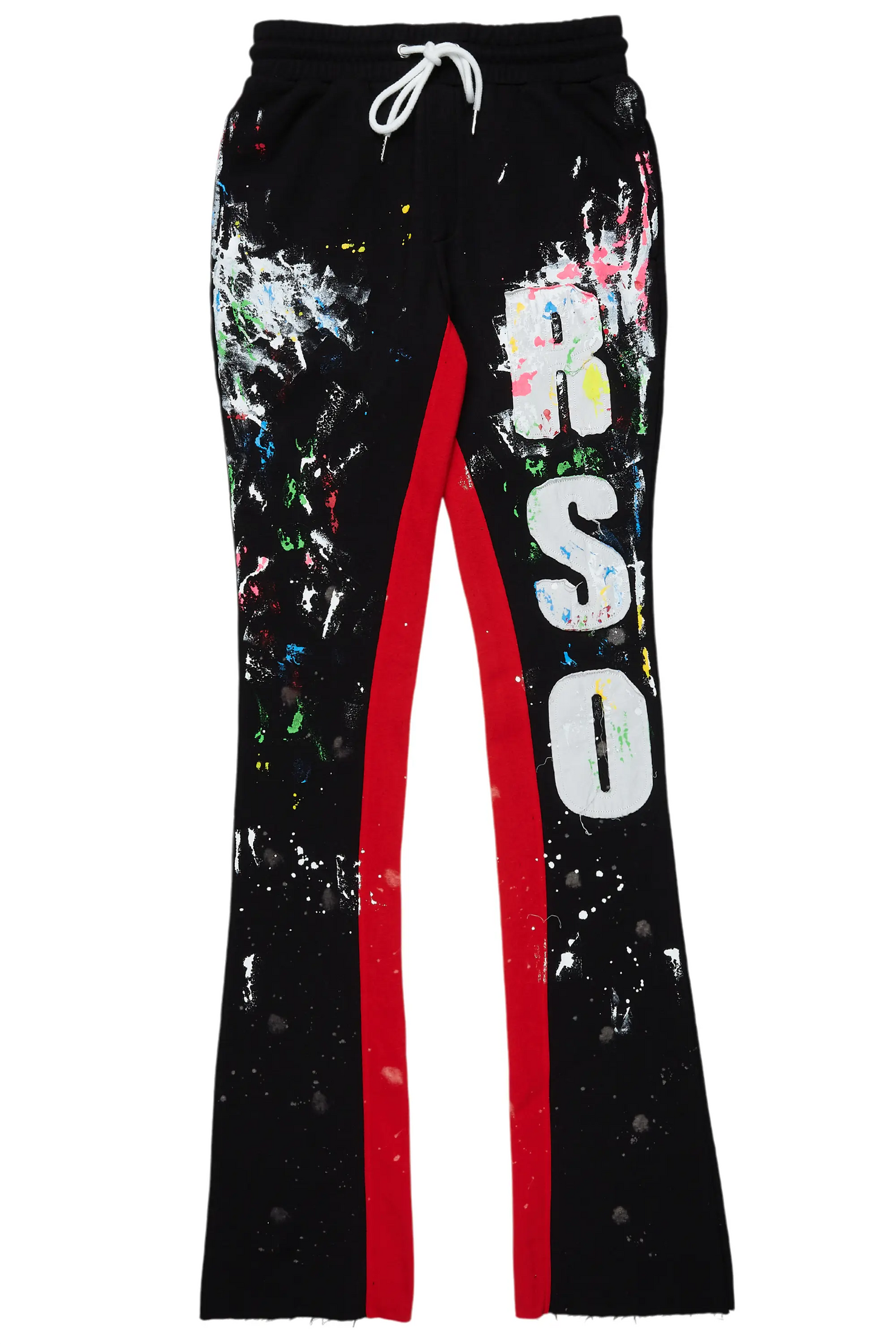 Washi Black Patchwork Stacked Flare Track Pant