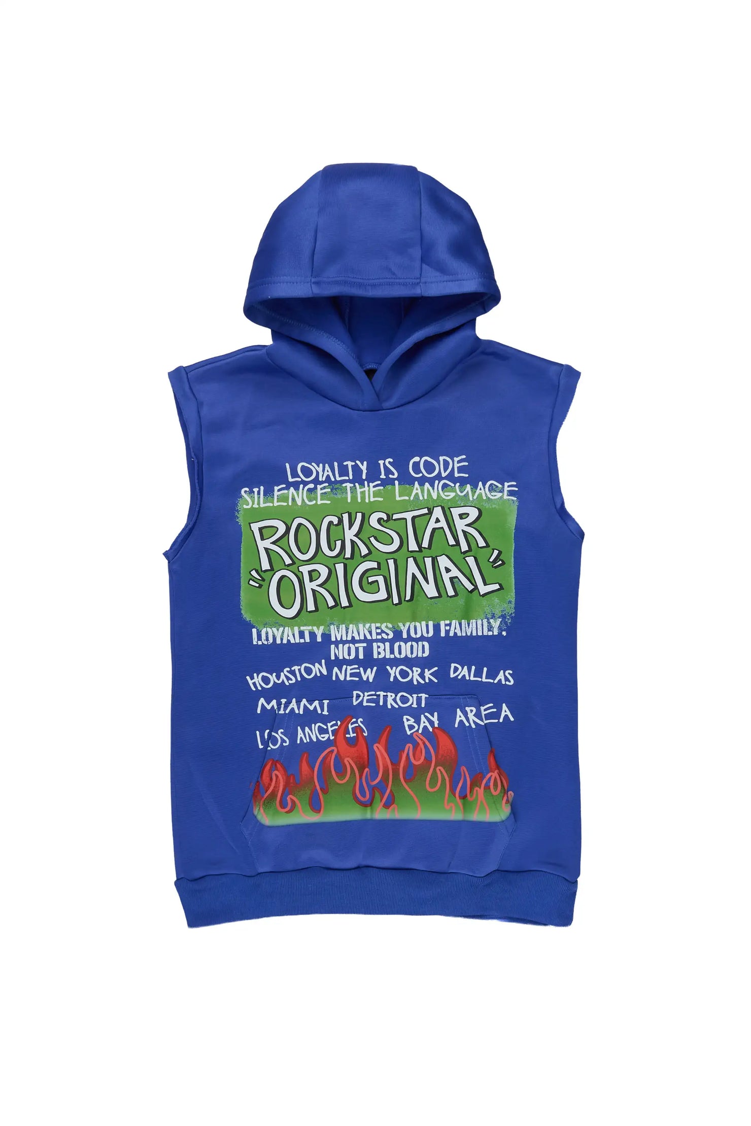 Boys Beno Royal Blue Cut Sleeve Hoodie