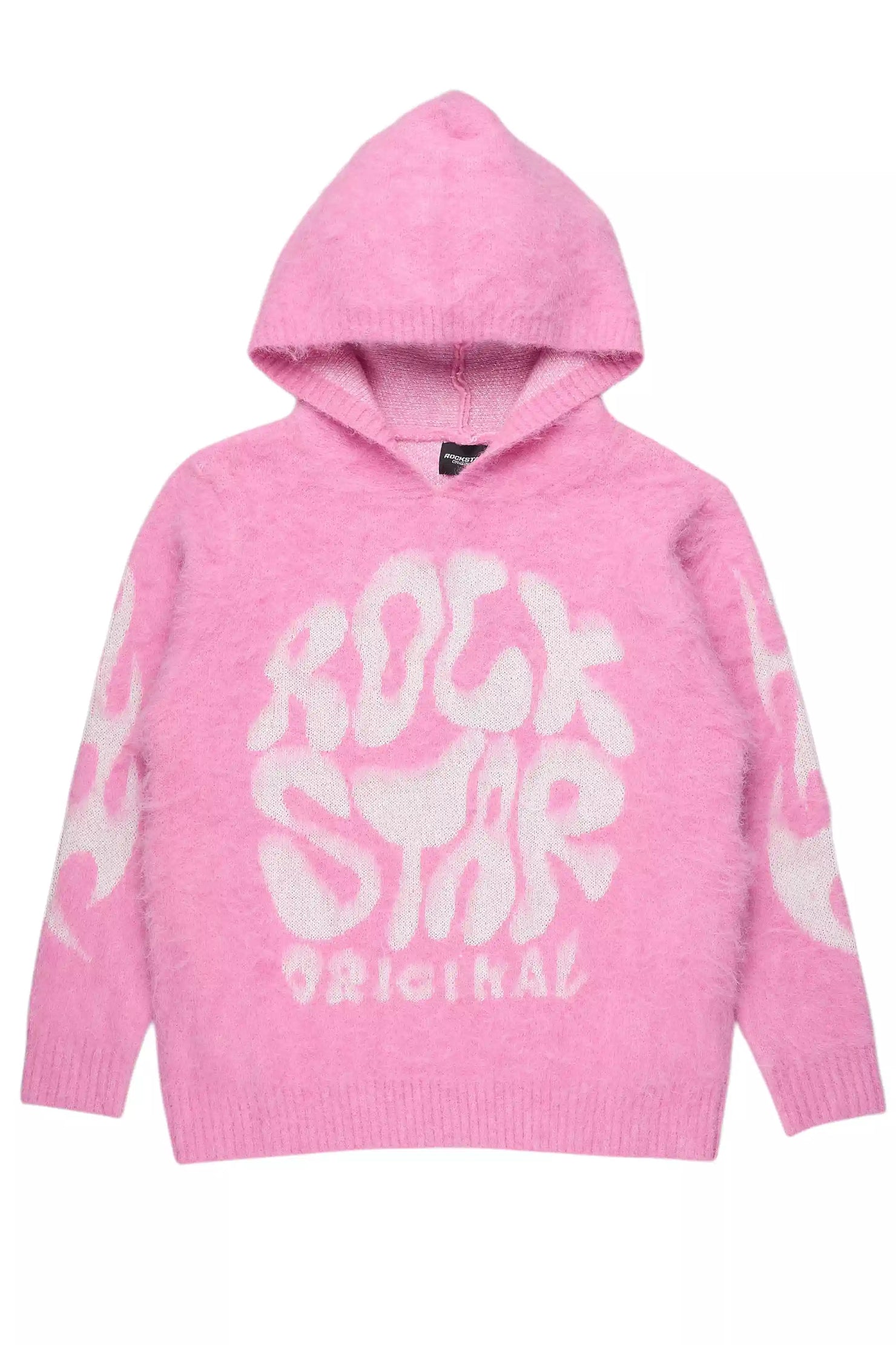 Akeya Pink Graphic Knit Hoodie