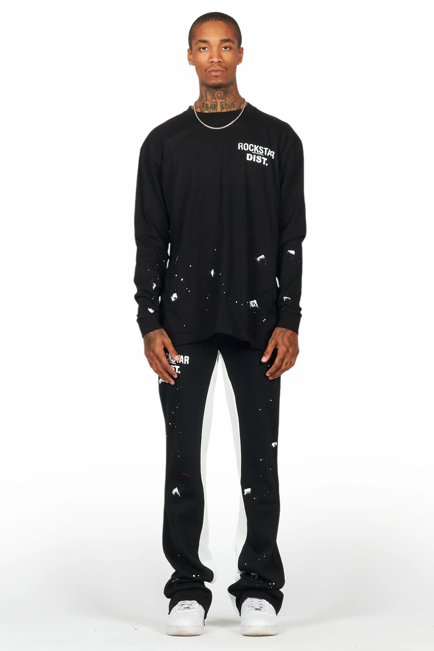 Raffer Black Long Sleeve T-Shirt/Baggy Pant Set
