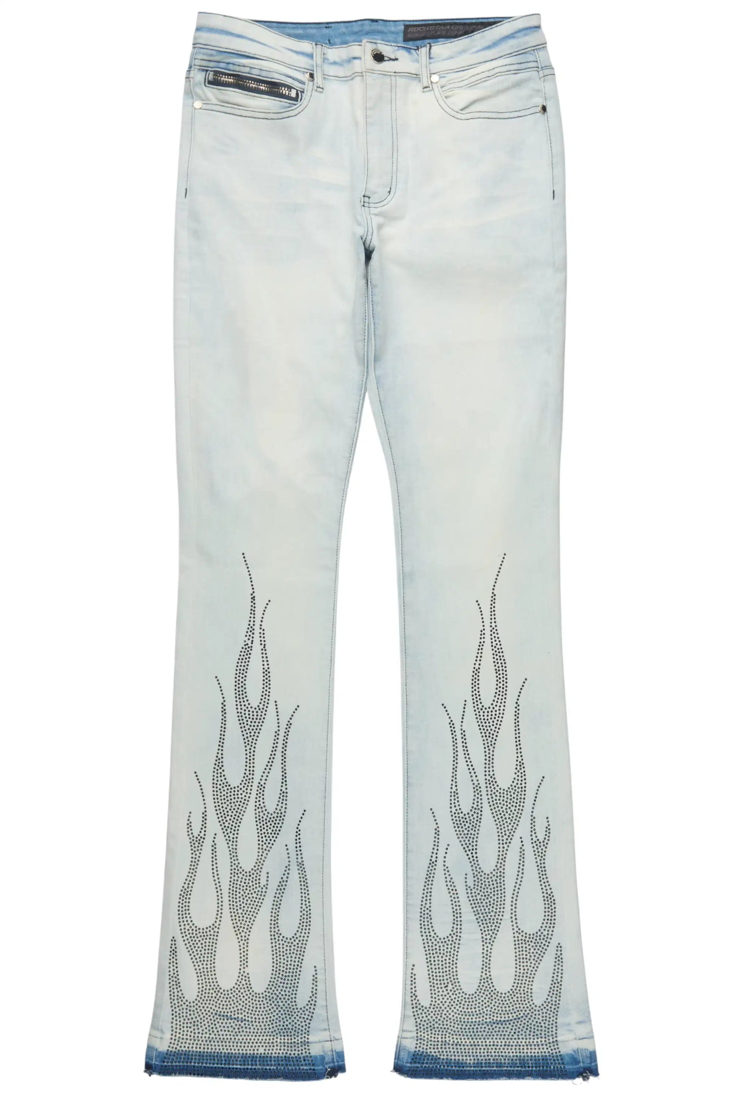Samba Blue/Black Rhinestone Stacked Flare Jean
