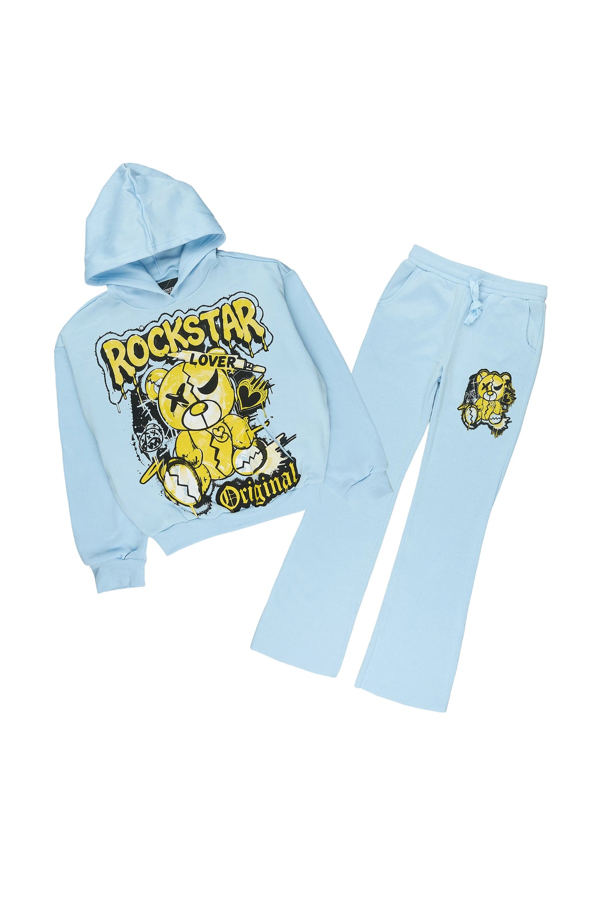 Girls Gia Light Blue Stacked Hoodie Track Set