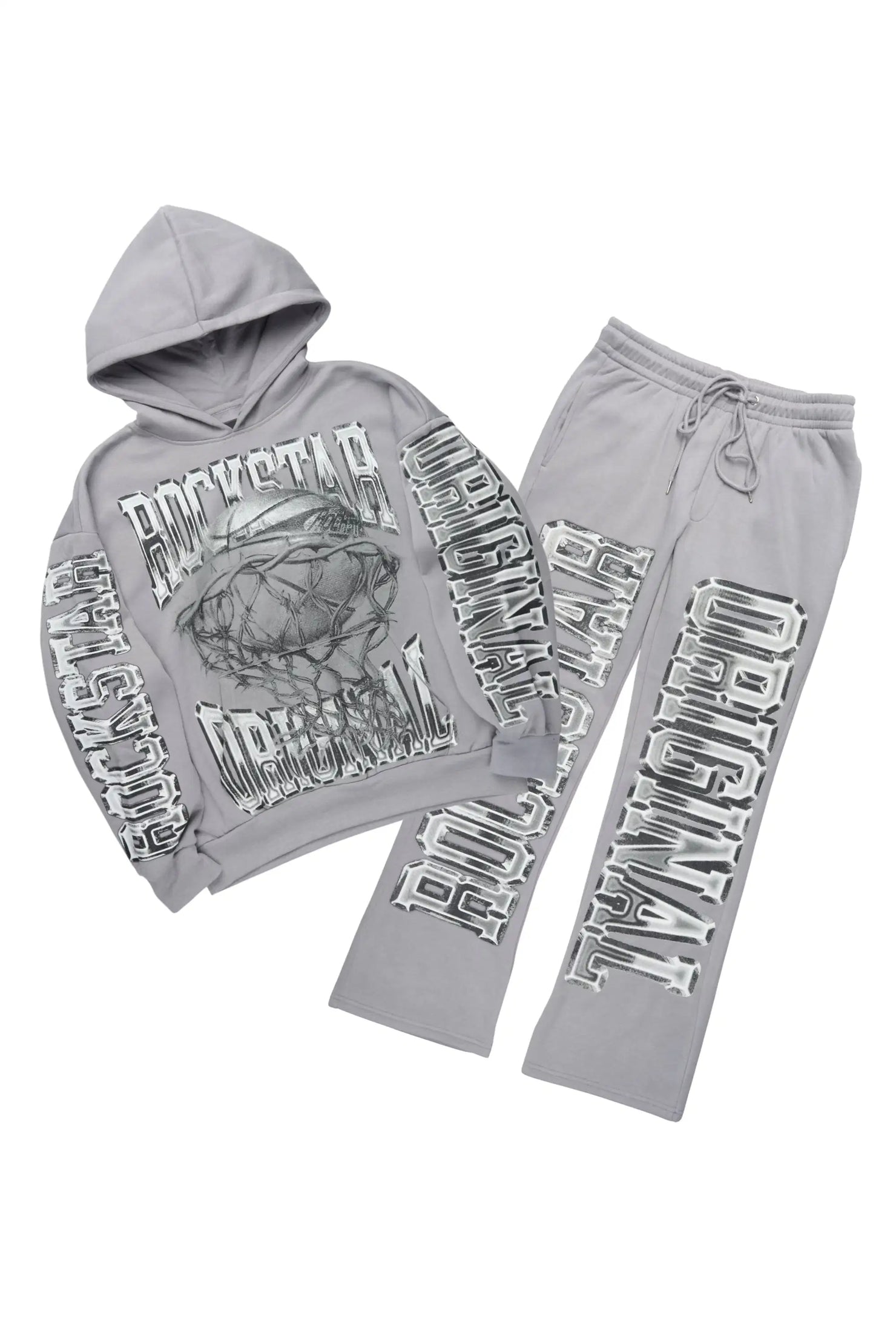 Rleague Grey Hoodie/Baggy Pant Track Set