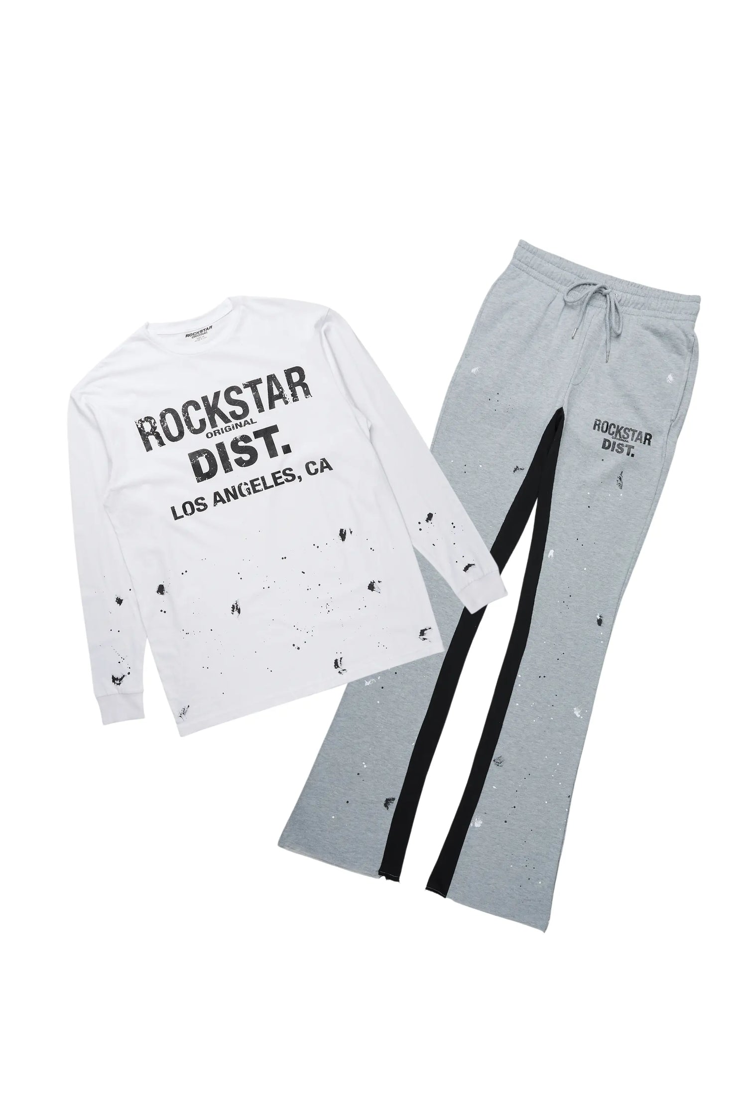 Scottie White/Grey Long Sleeve T-Shirt/Baggy Pant Set