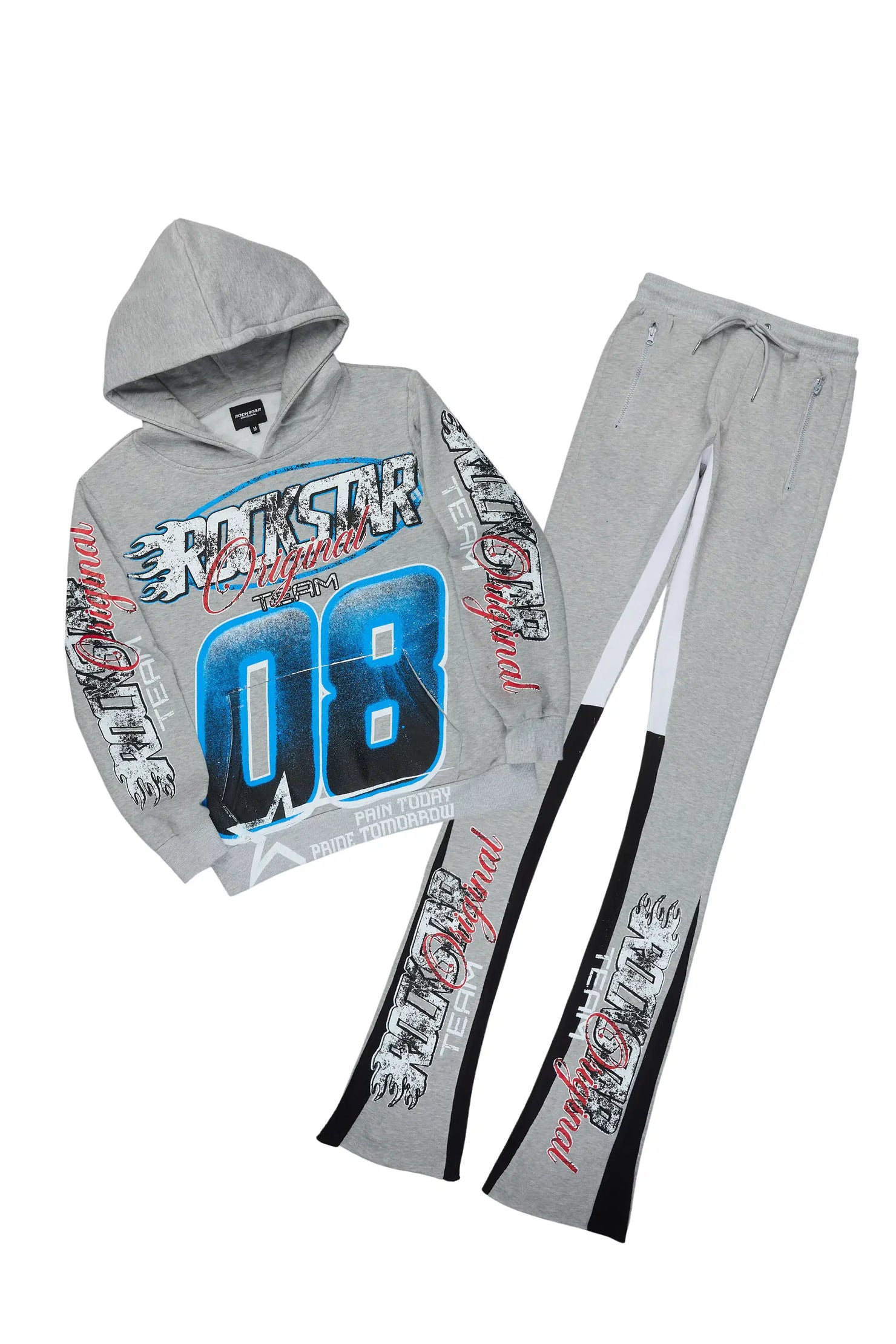 Ryker Heather Grey/Blue Hoodie/Super Stacked Track Set