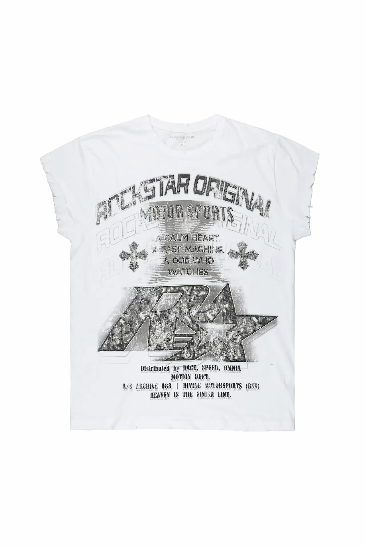 Byson White Oversized Cut Sleeve T-Shirt
