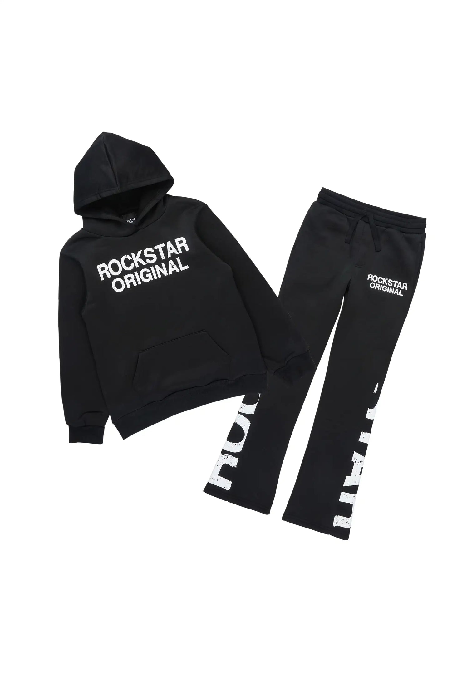 Boys Deniska Black/White Hoodie Track Pant Set