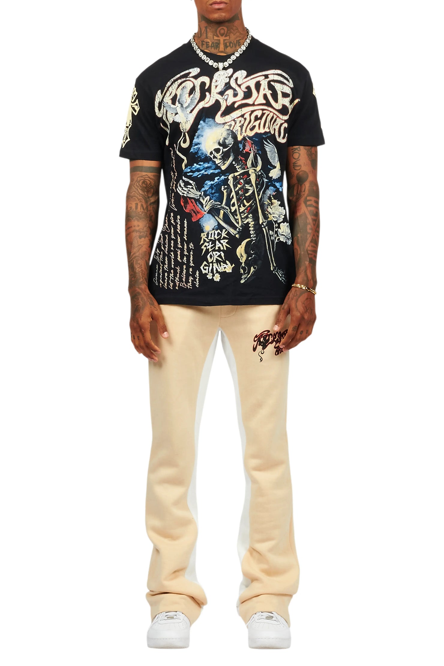 Danby Black/Beige T-Shirt/Baggy Pant Set