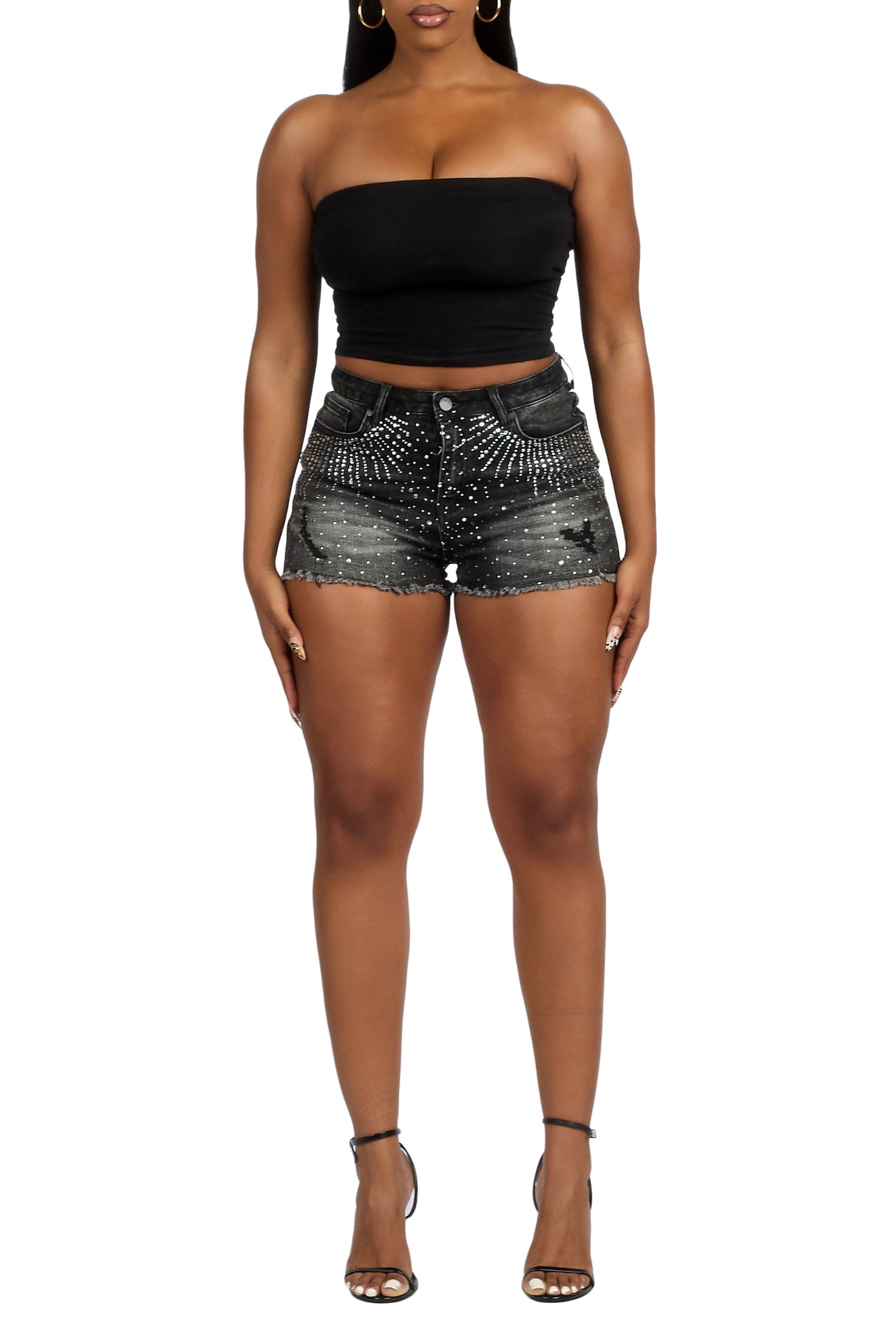 Ashela Black Rhinestone Booty Short