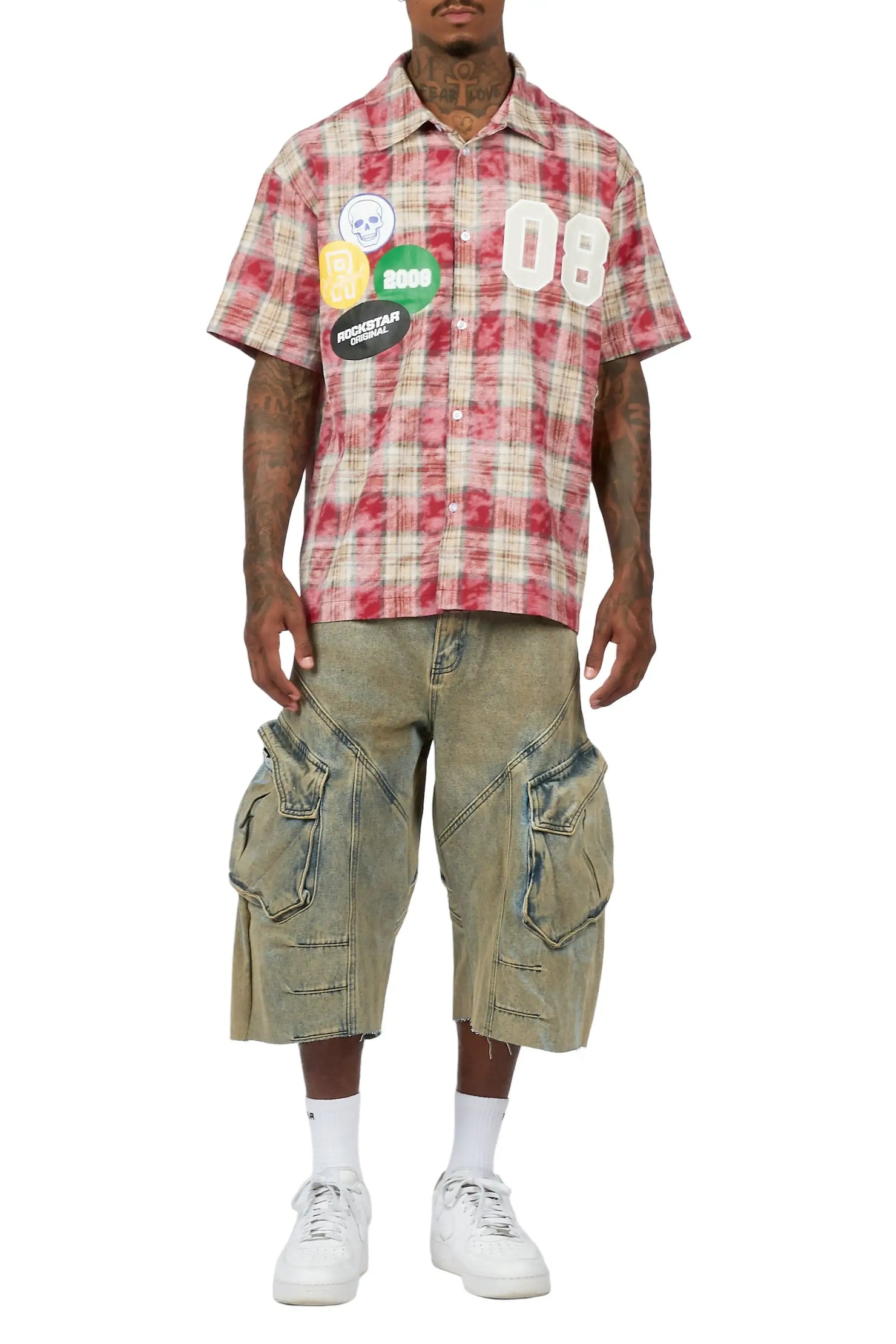 Emre Red Flannel Short Sleeve Shirt