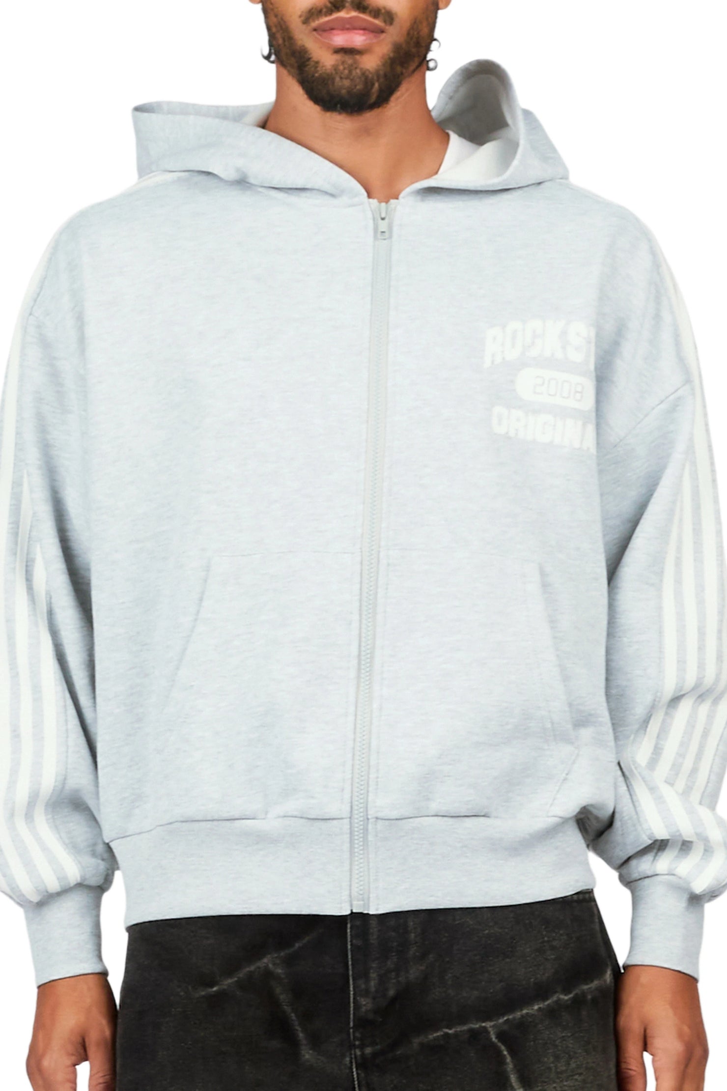 Tylla Heather Grey Zip Up Hoodie