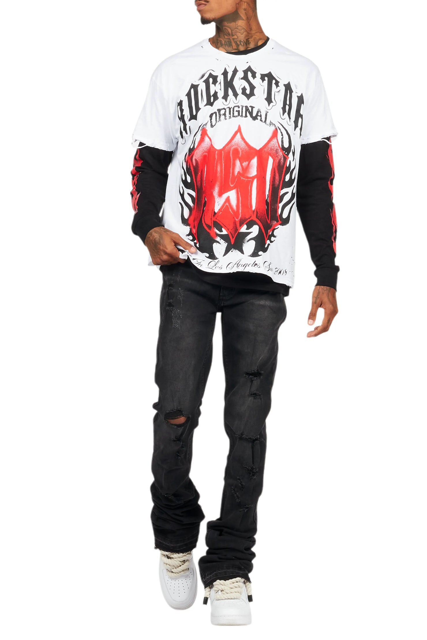 Stellan Dark Grey Super Stacked Flare Jean