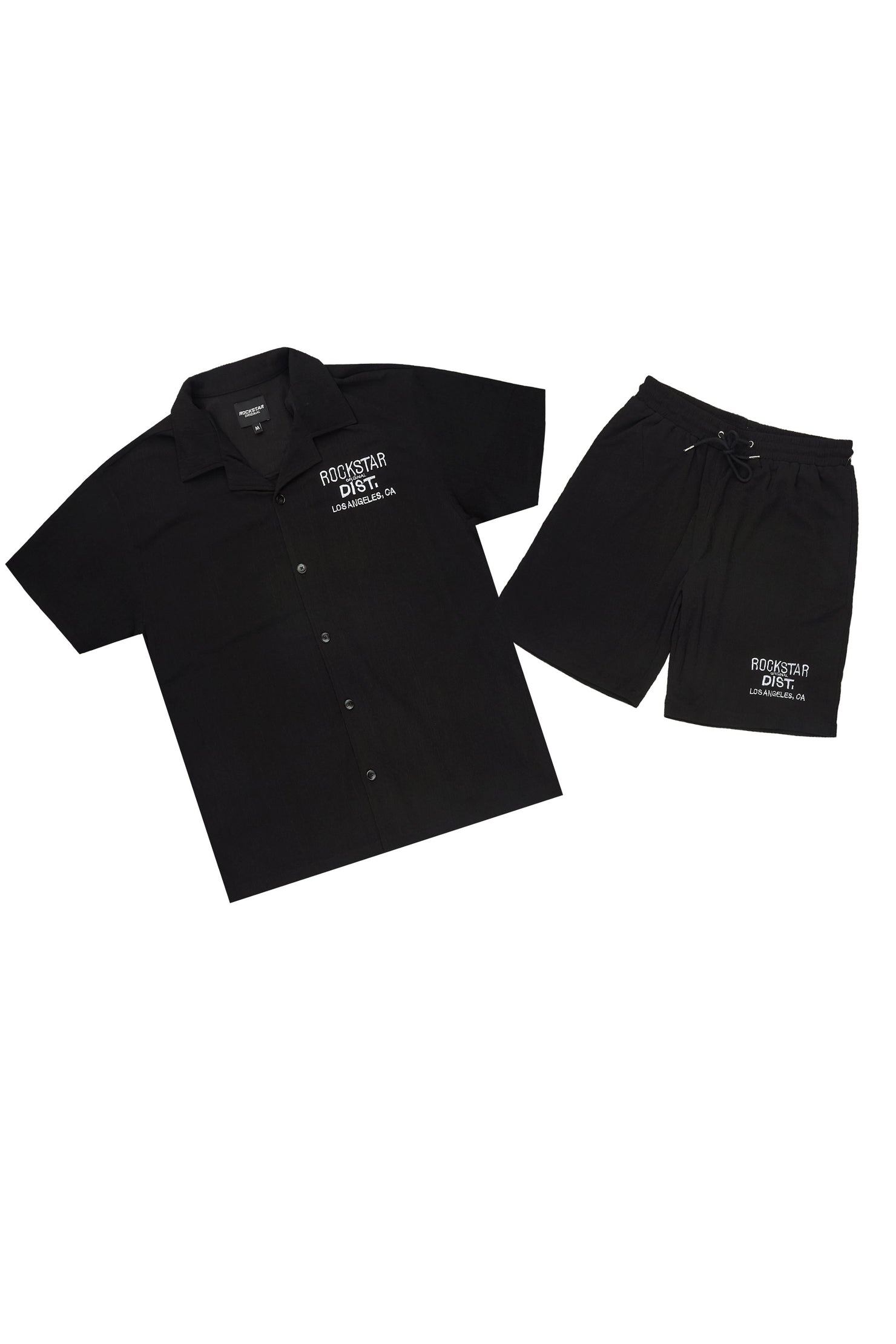 Kason Black Button Down Shirt/Short Set