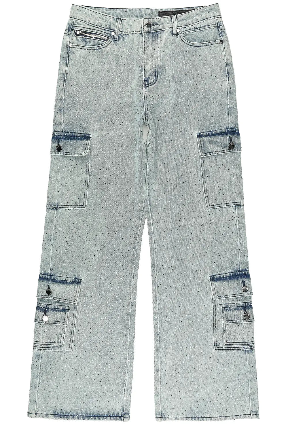 Aeson Light Blue Rhinestone Baggy Fit Jean