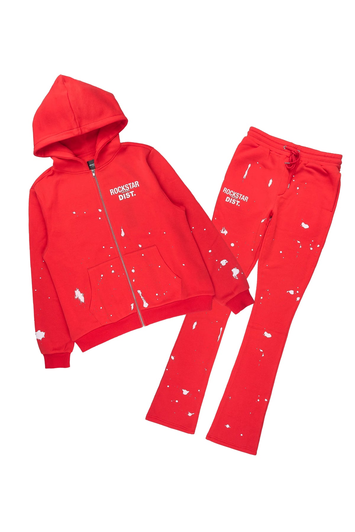 Zip Up Red Raffer Hoodie/Stacked Track Set