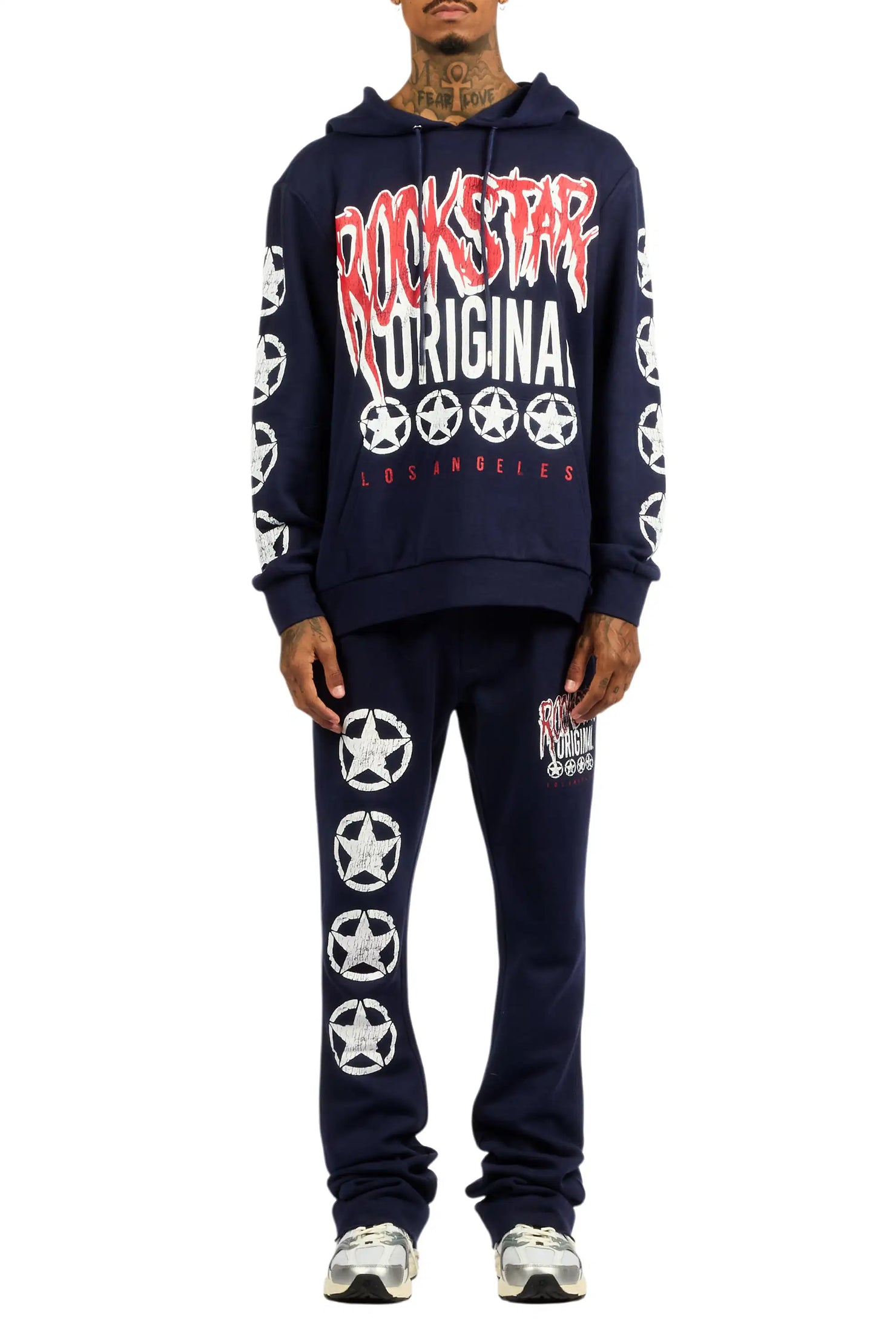 Wizzurd Navy/Red Hoodie Stacked Track Set