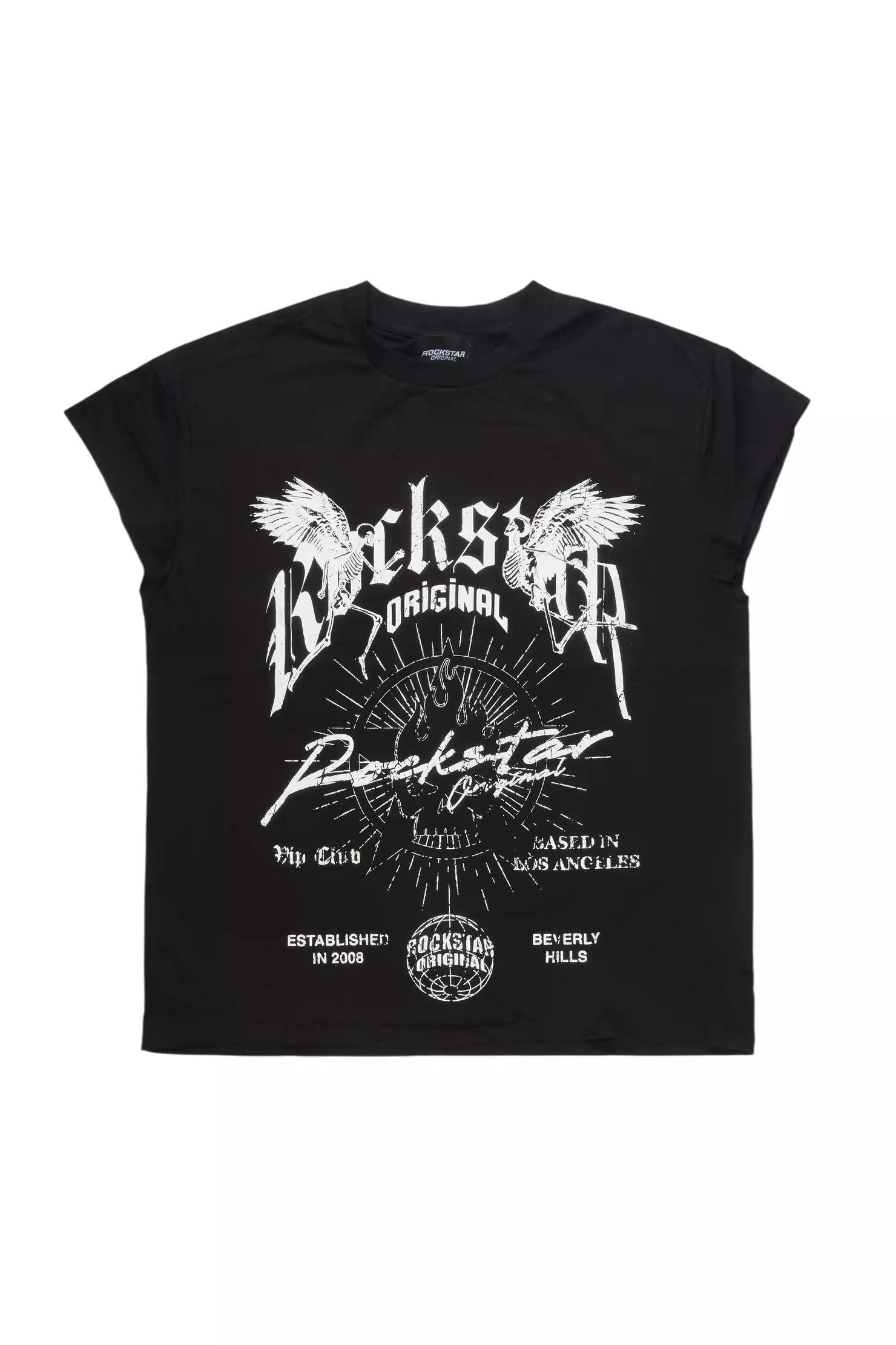 Tally Black Sleeveless Graphic T-Shirt