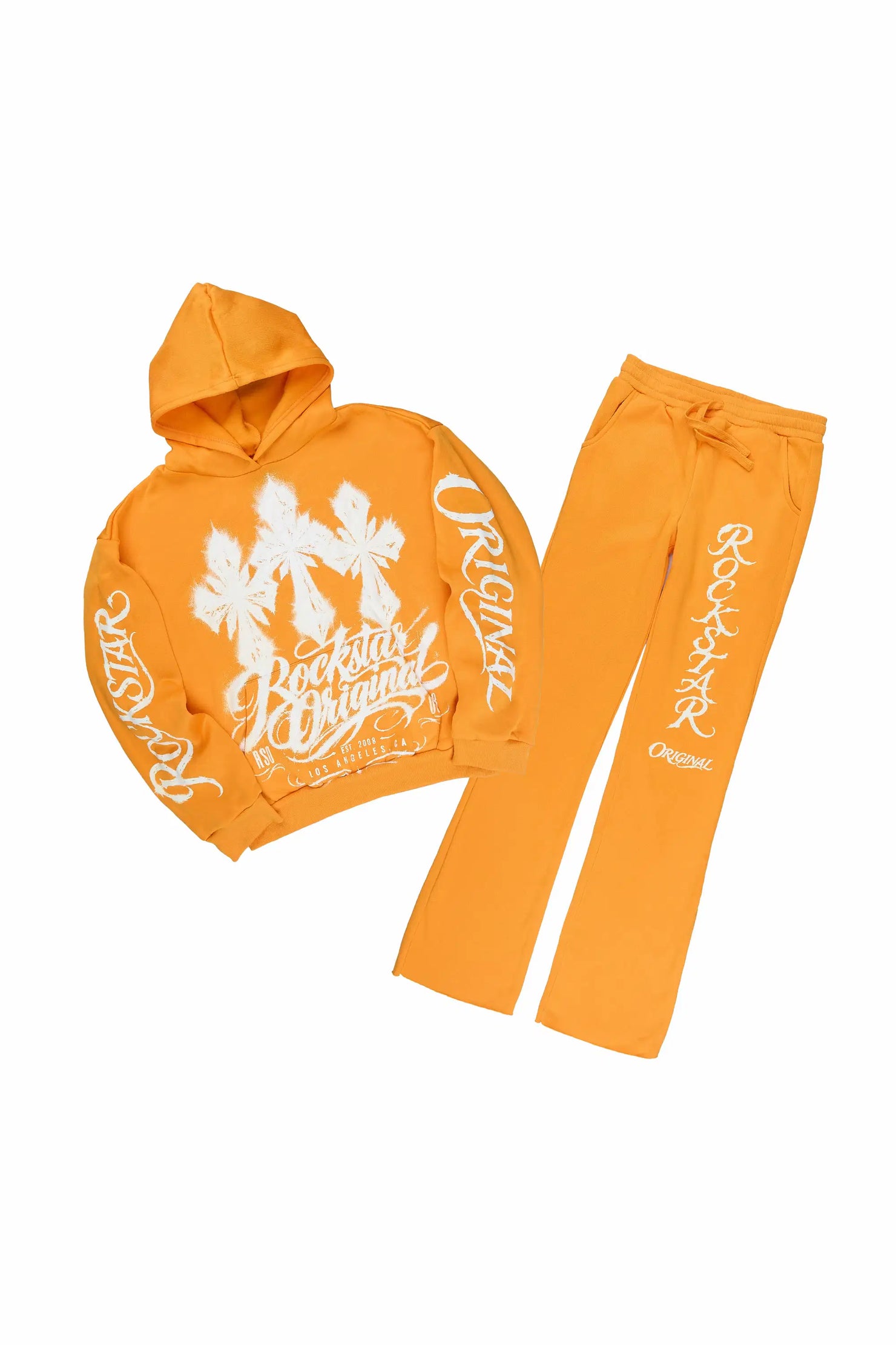 Boys Caltrop Orange Stacked Hoodie Track Set
