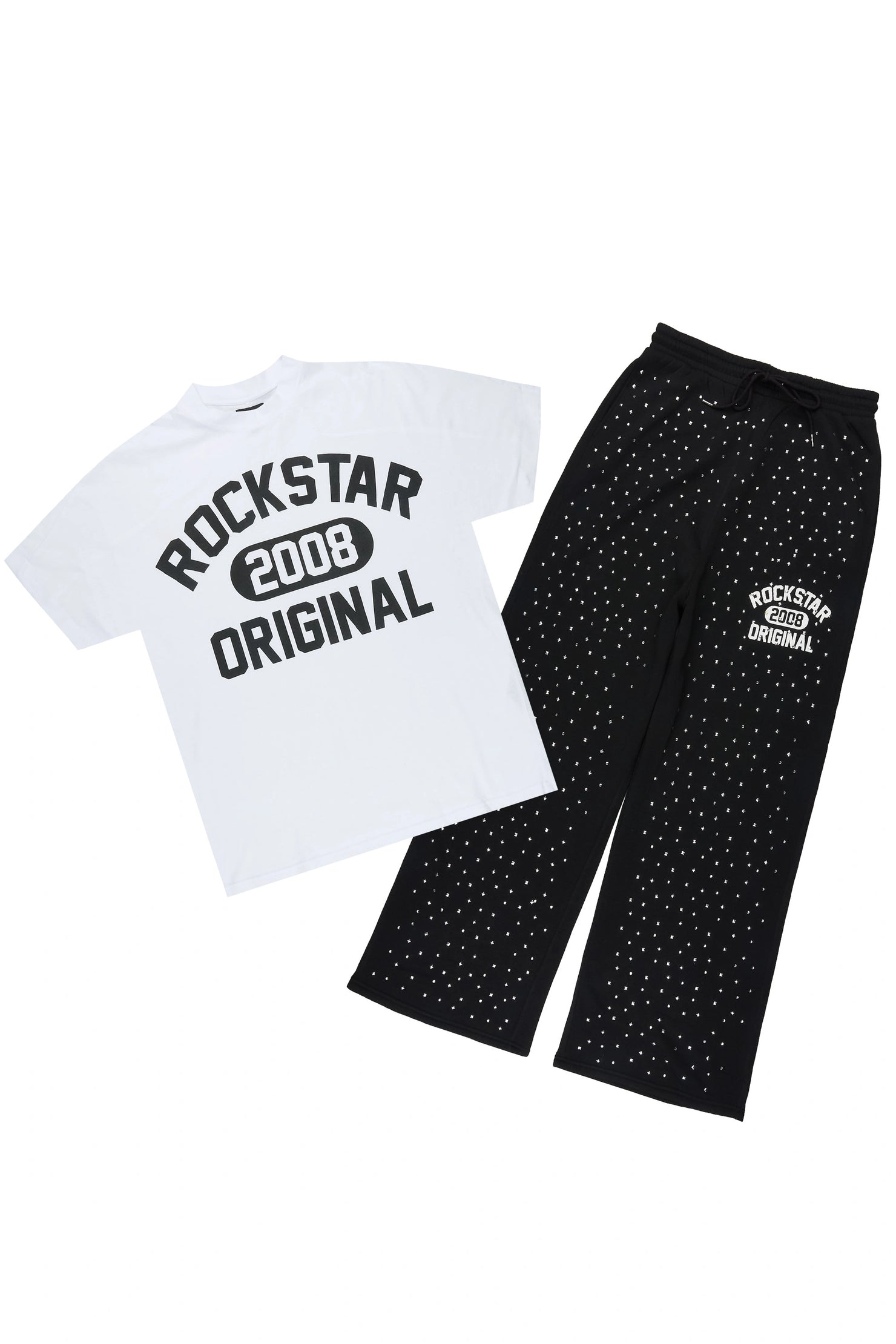 Eliel Black Rhinestone T-Shirt/Baggy Track Set