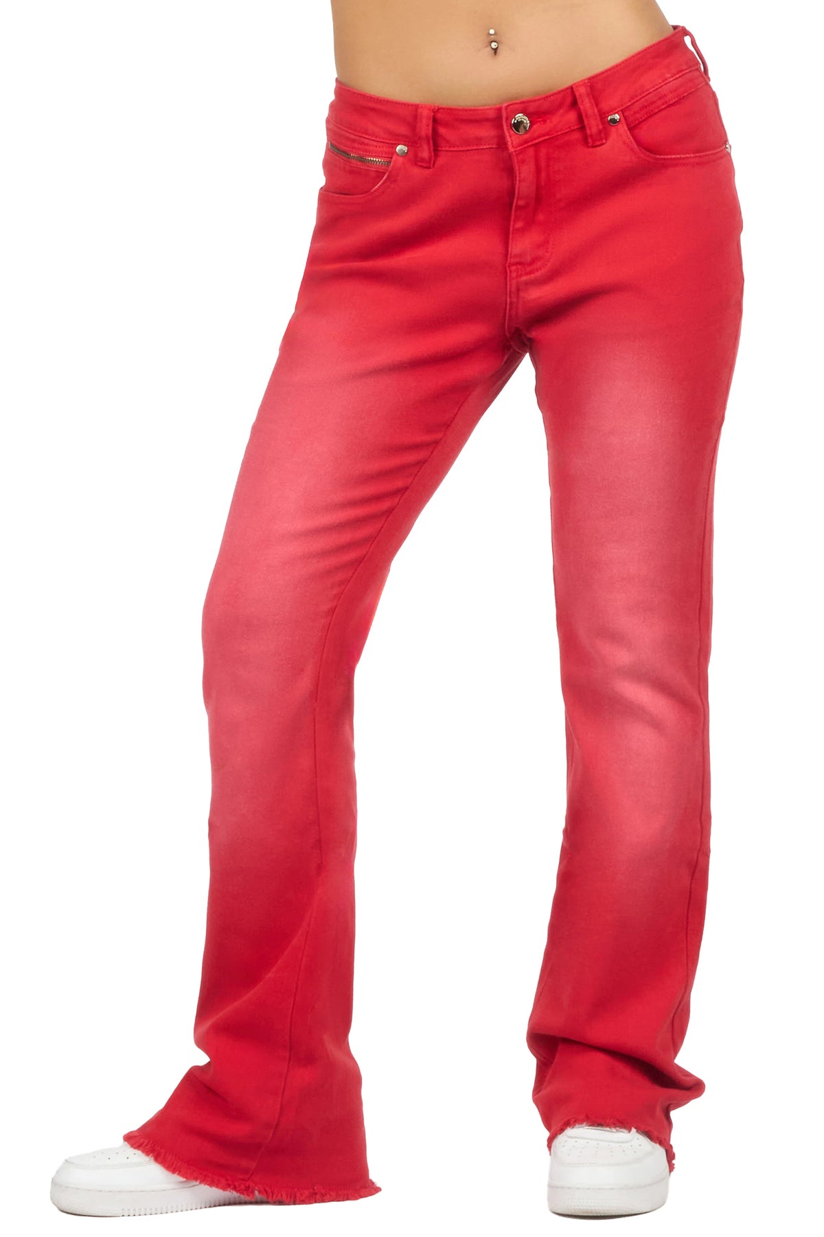Tiriea Red Wash Low Rise Stretch Bootcut Jean
