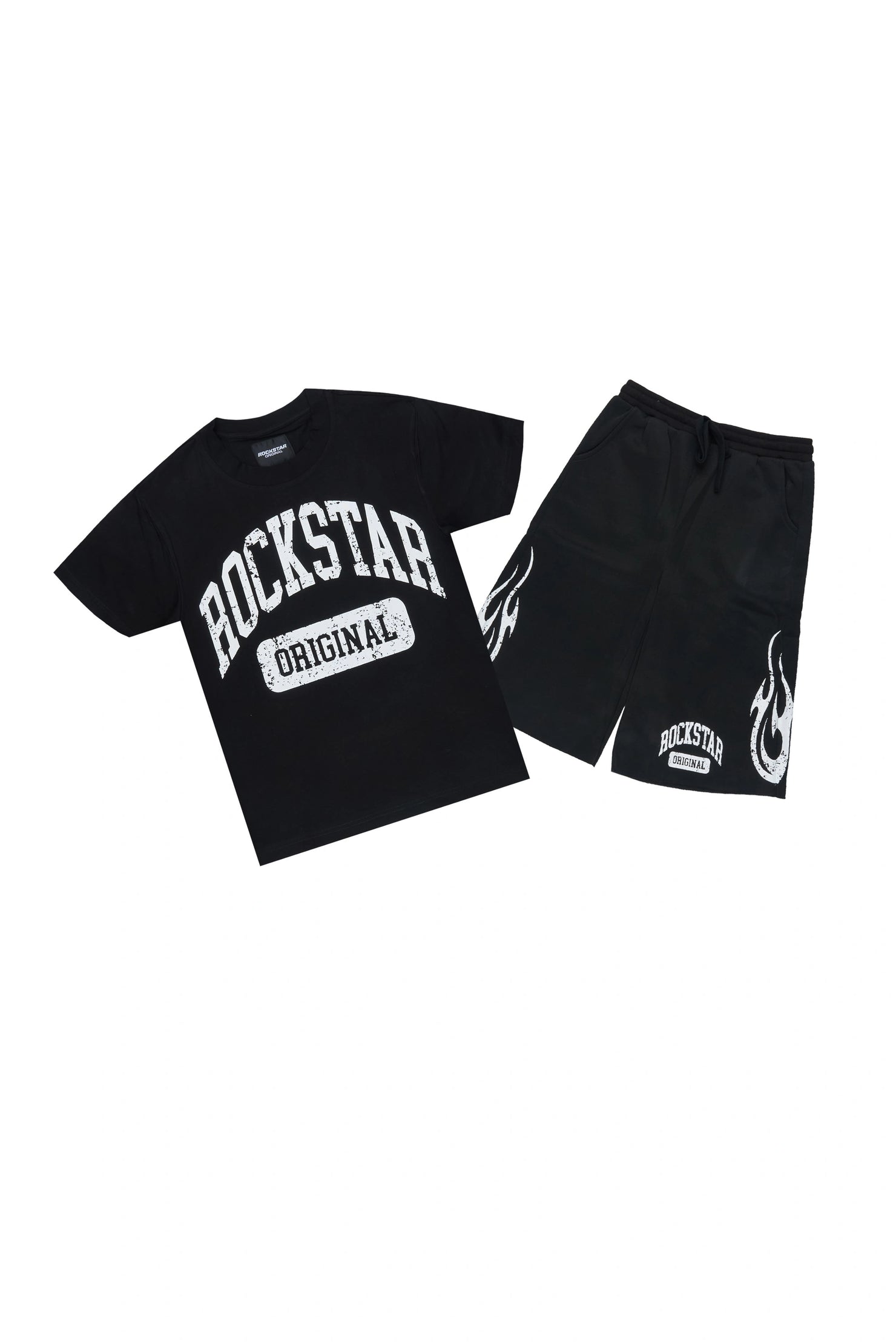 Boys Member Black Oversized T-Shirt/Short Set