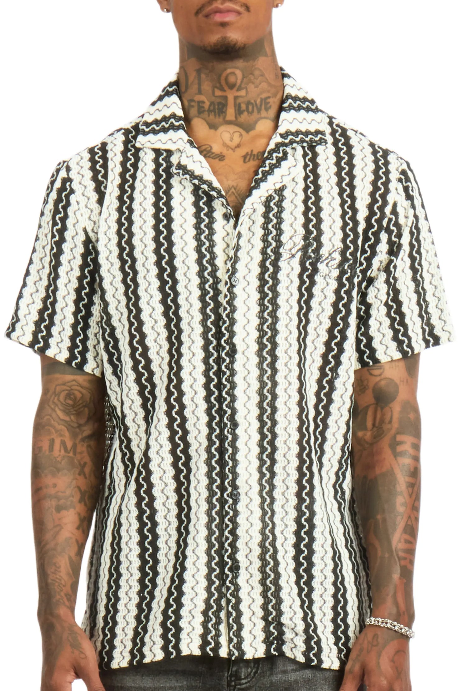 Branham White/Black Button Down Shirt