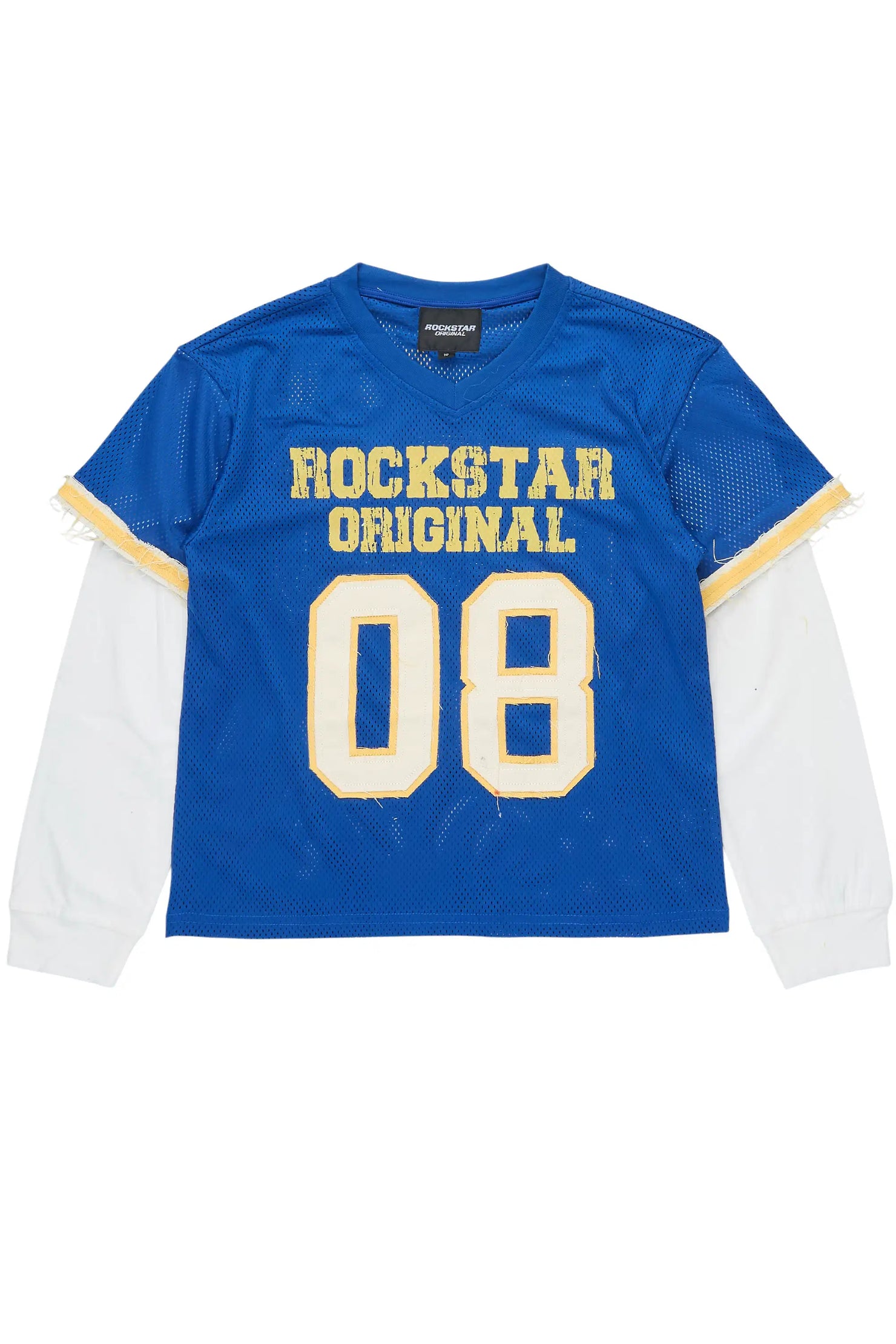 Boys Deston Mesh Royal/Yellow/White Double Layer L/S Graphic T-Shirt