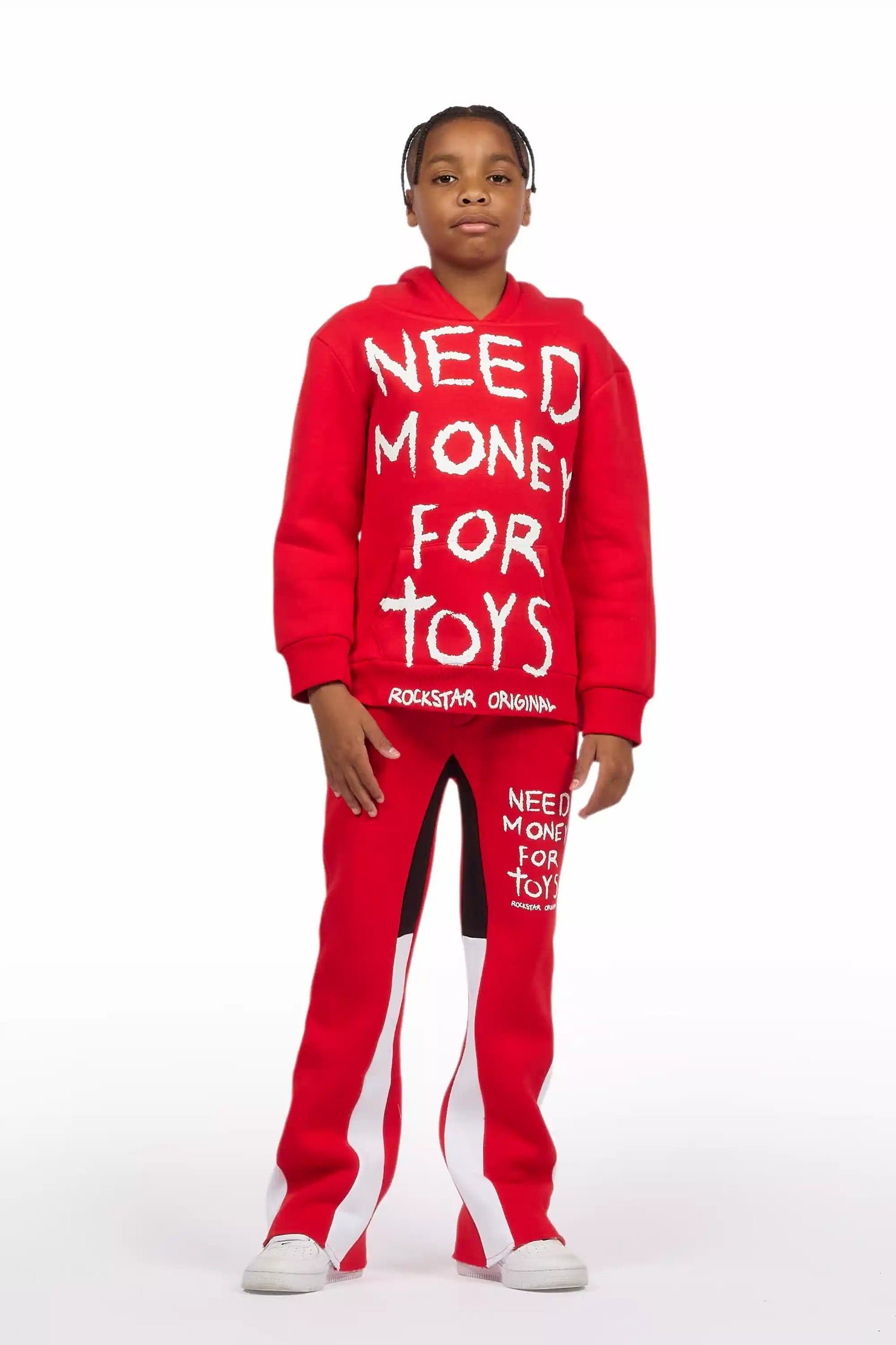 Boys M4 Toys Red/White Hoodie Stacked Flare Track Set