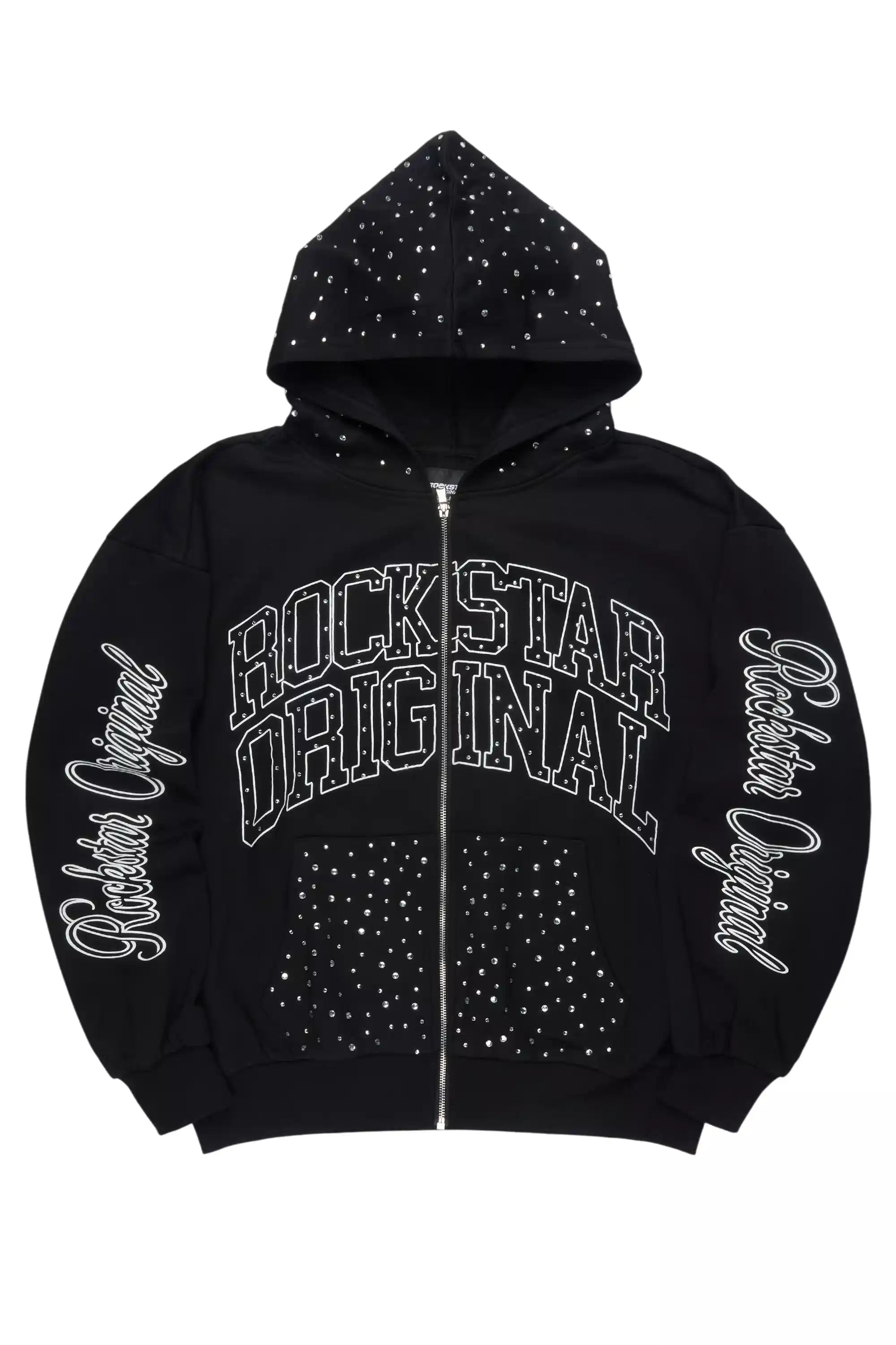 Dripped Black Rhinestone Hoodie– Rockstar Original