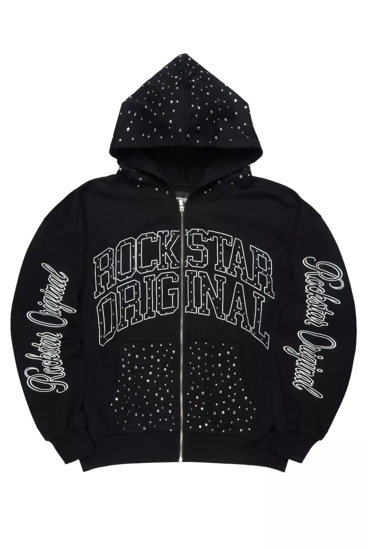 Dripped Black Rhinestone Hoodie– Rockstar Original