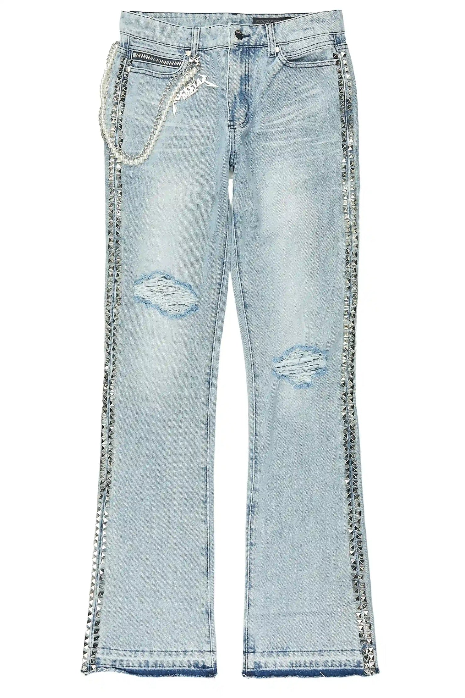 Tyce Light Blue Pearl Stacked Fit Jean