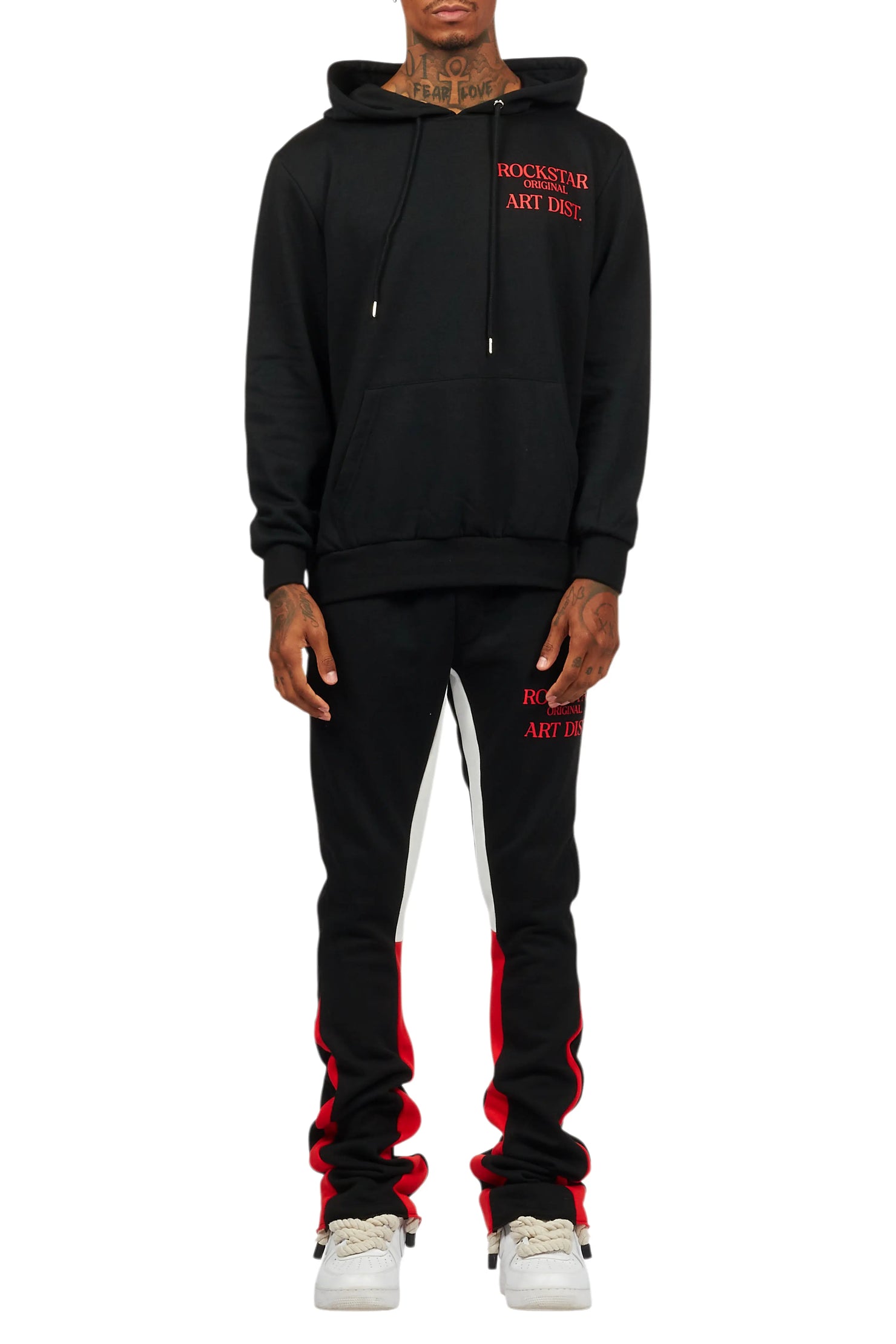 Briggs Black/Red Hoodie/Stacked Flare Track Set