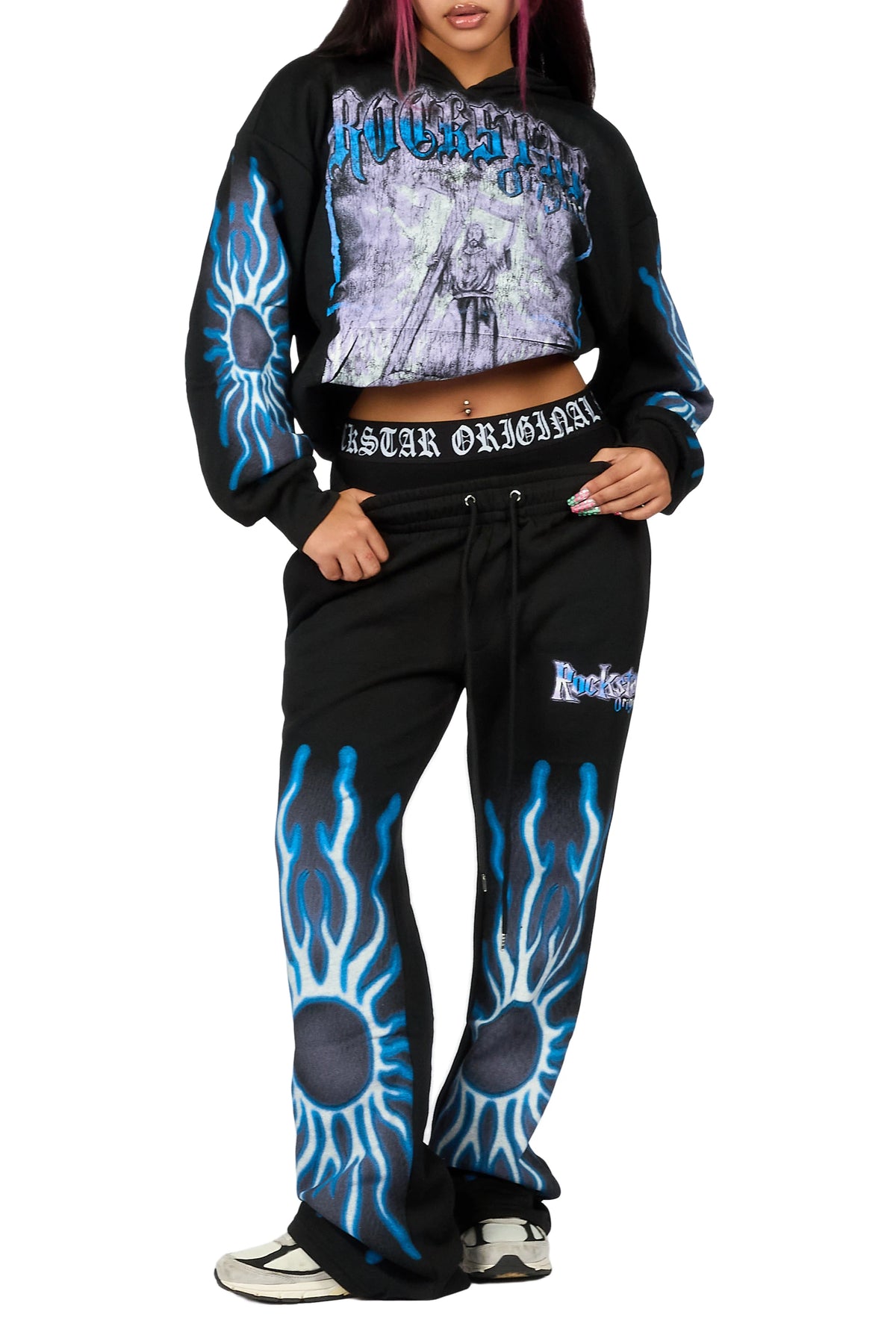 Xandria Black Graphic Baggy Fit Track Set